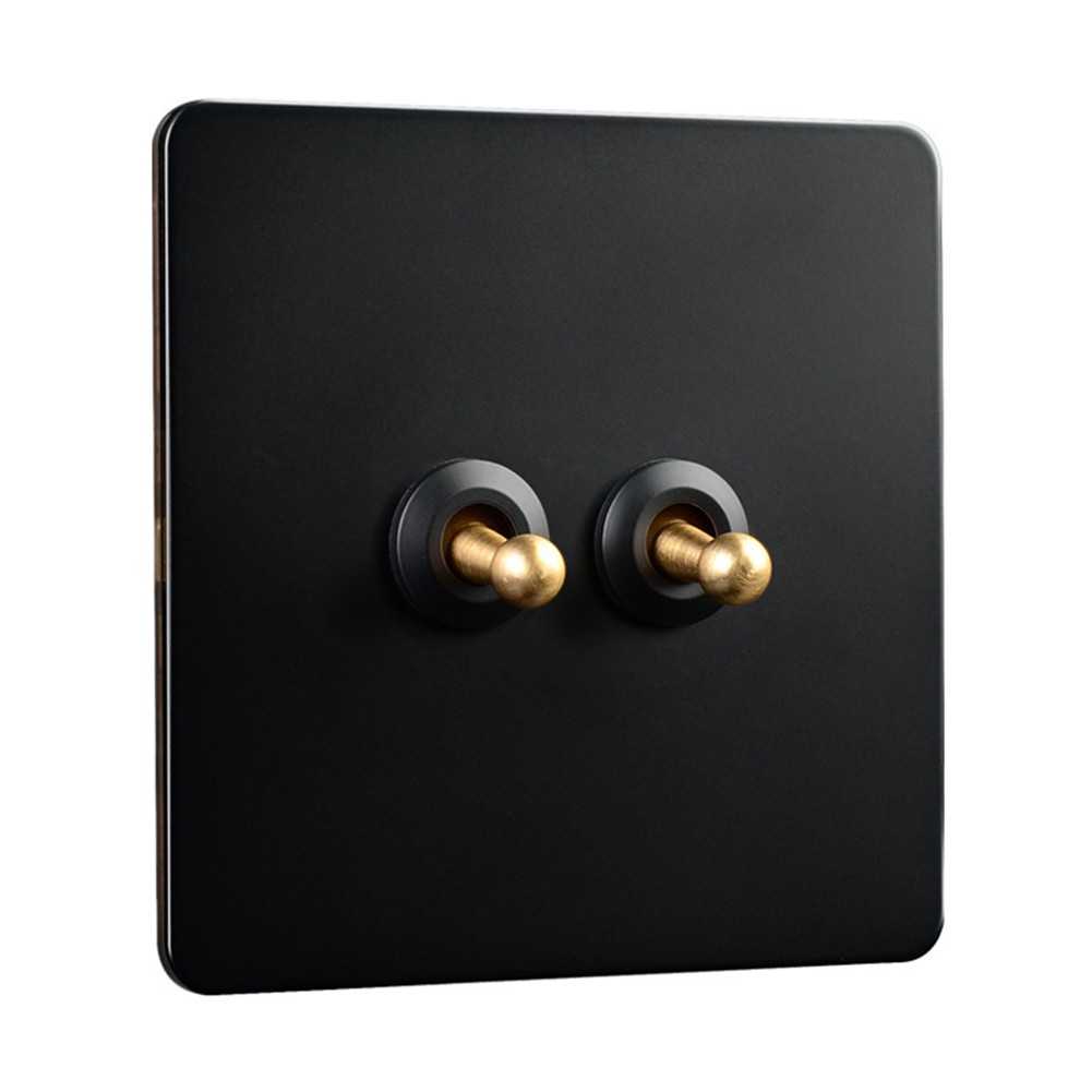 86 Type Stainless Steel Panel Wall Toggle Light Switch Brass Rod 1Way 2Way 2 Gang Smile Home 2 Gang