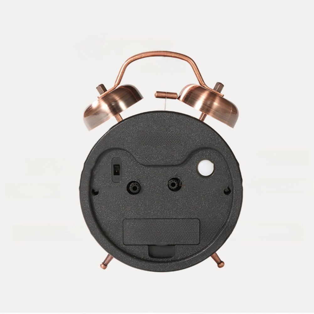 Luolandi 1x Bedside Alarm Clock with Twin Bell Vintage Battery Analogue Quartz Loud Alarm Vronze Copper