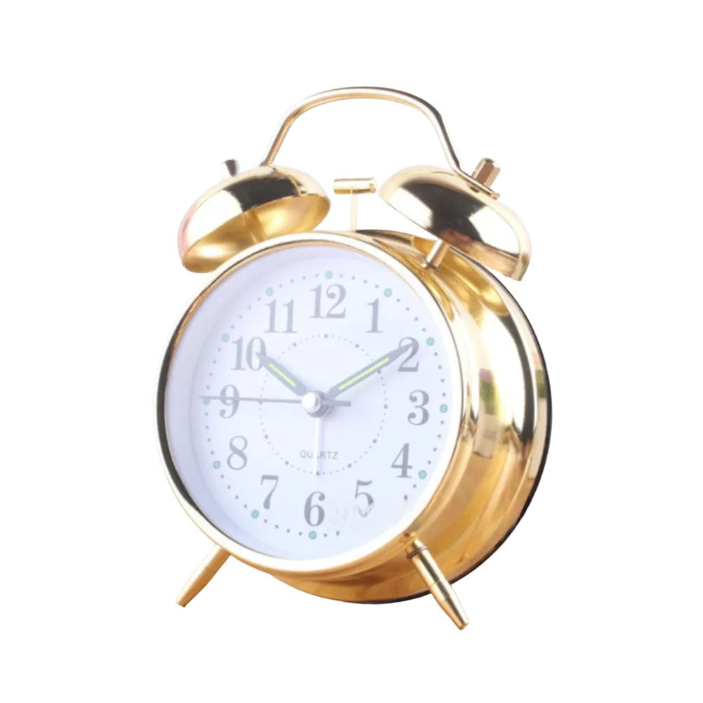 Luolandi 1x Bedside Alarm Clock with Twin Bell Vintage Battery Analogue Quartz Loud Alarm Vronze Gold Luolandi 1x Bedside Alarm Clock with Twin Bell Vintage Battery Analogue Quartz Loud Alarm Vronze Gold