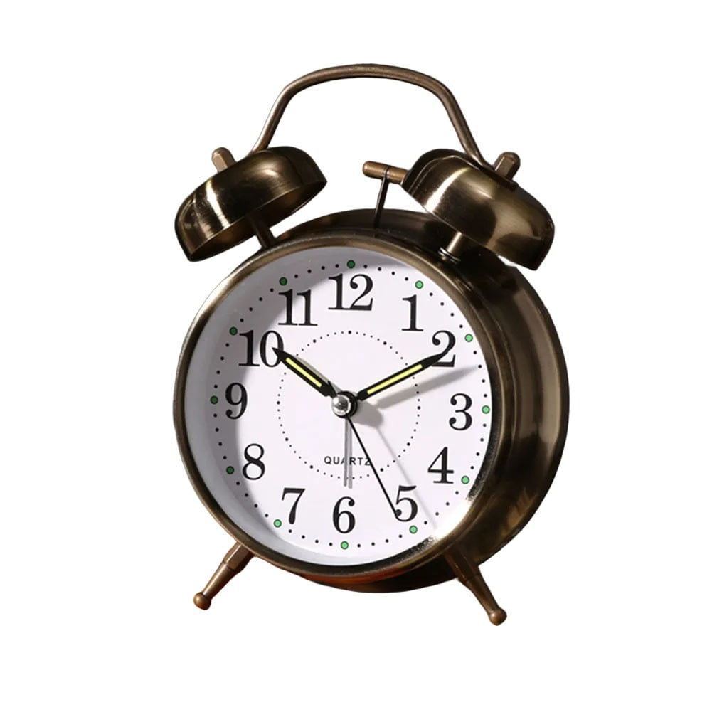 Luolandi 1x Bedside Alarm Clock with Twin Bell Vintage Battery Analogue Quartz Loud Alarm Vronze Luolandi 1x Bedside Alarm Clock with Twin Bell Vintage Battery Analogue Quartz Loud Alarm Vronze