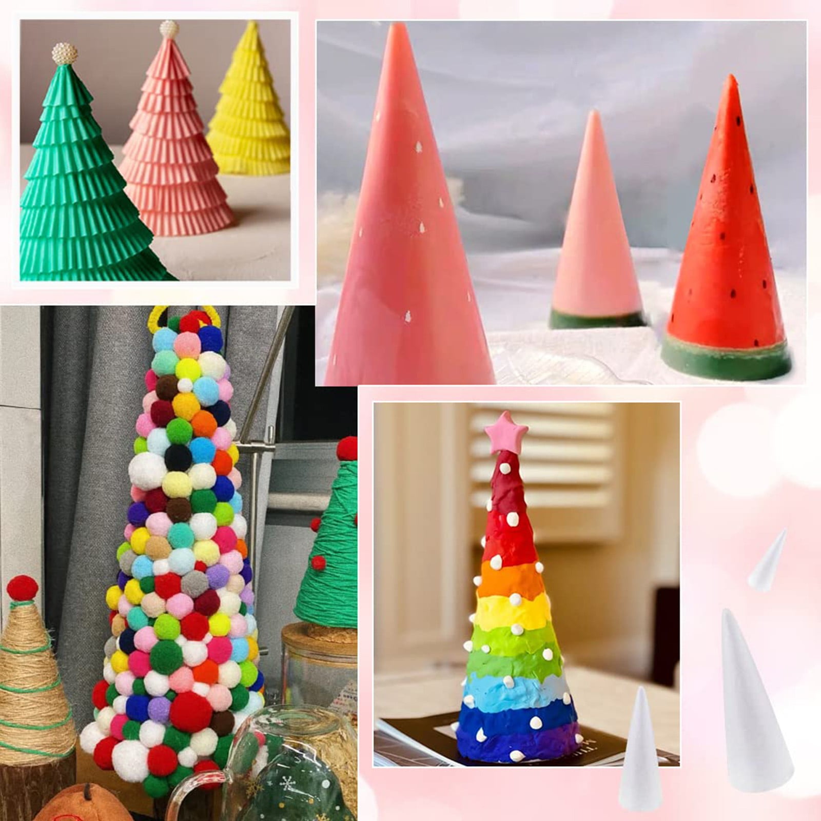 Lierteer Styrofoam Foam Cones Polystyrene for Crafts DIY Painting Triangle Tree 30cmX11.5cm