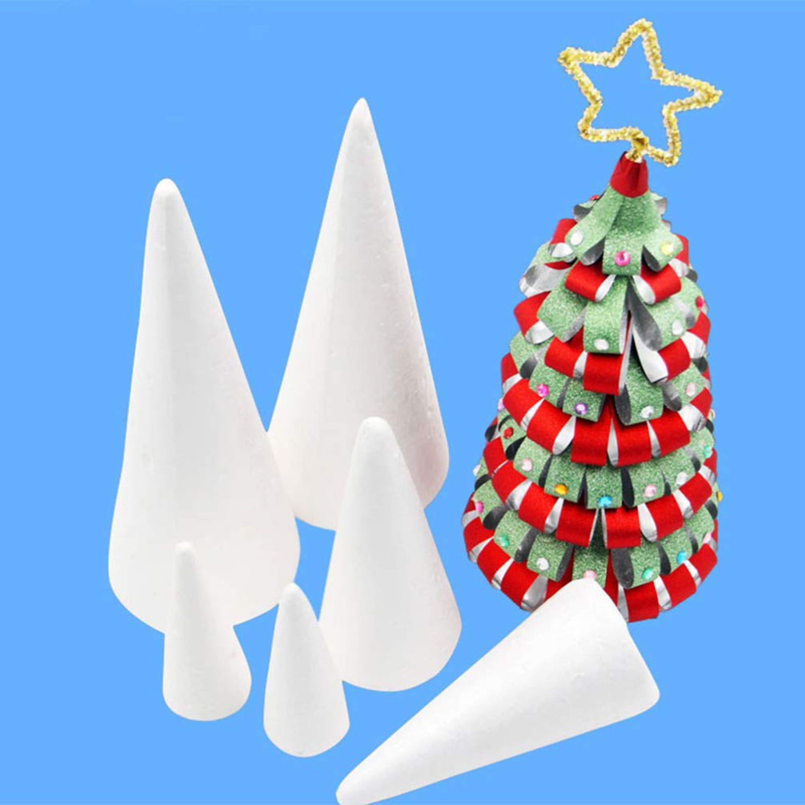 Lierteer Styrofoam Foam Cones Polystyrene for Crafts DIY Painting Triangle Tree 35cmX12.9cm