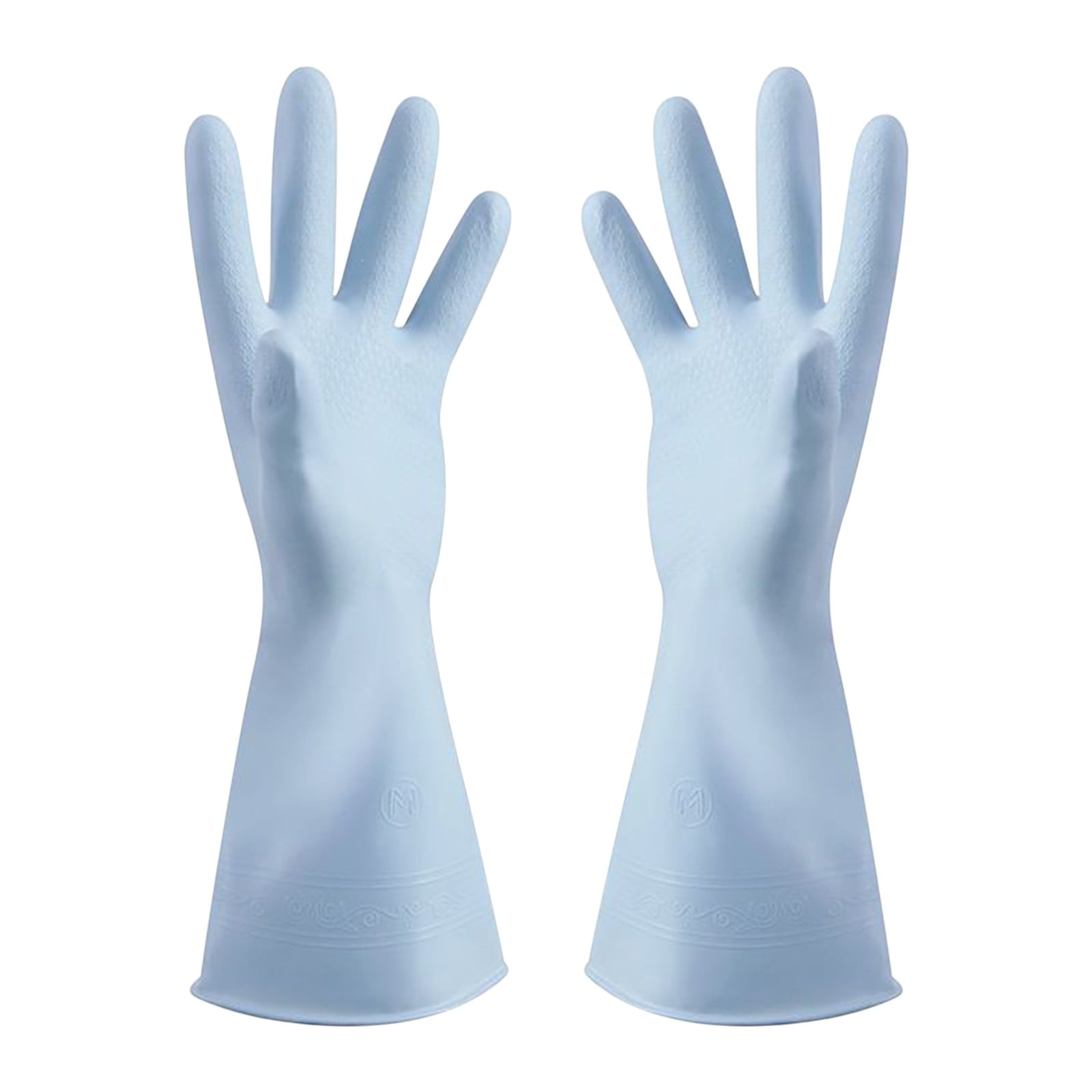 1 Pairs Rubber Gloves for Dishwashing Cleaning, Cotton Lined Household Gloves, Waterproof Gloves for Kitchen Bathroom, Reusable Gloves, Food Grade Non-Slip Household Kitchen Gloves Light blue,L