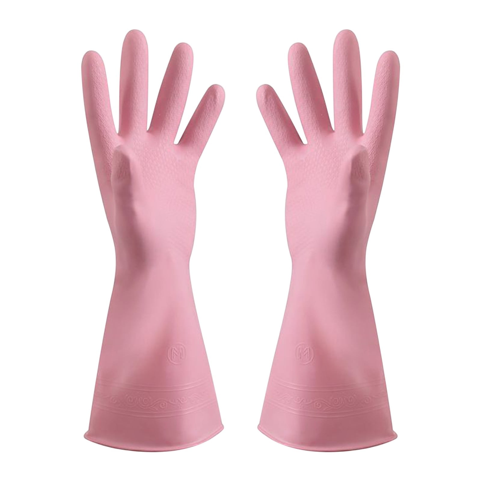 1 Pairs Rubber Gloves for Dishwashing Cleaning, Cotton Lined Household Gloves, Waterproof Gloves for Kitchen Bathroom, Reusable Gloves, Food Grade Non-Slip Household Kitchen Gloves Pink,S