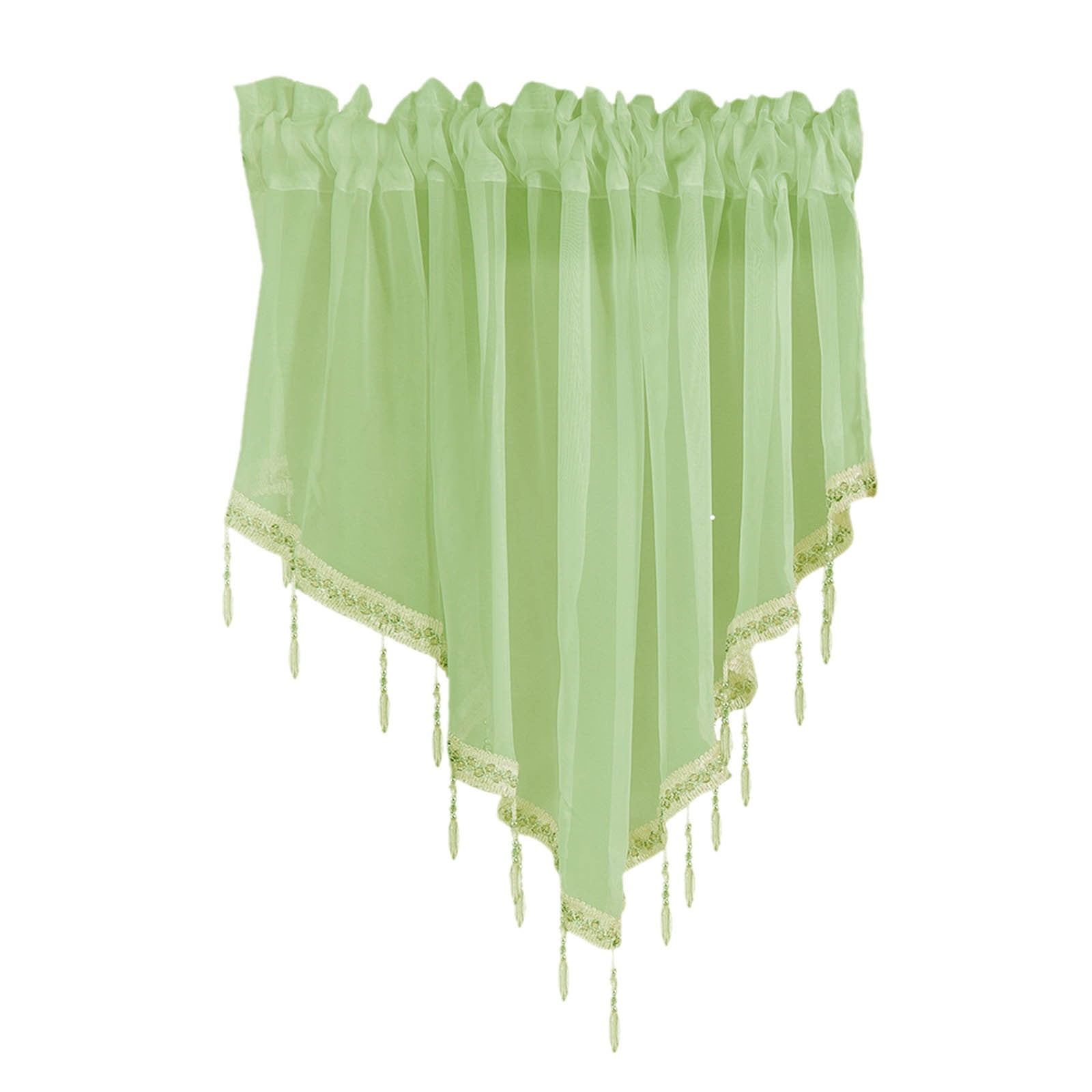Sheer Beaded Semi Voile Solid Vintage Valances Rod Pocket Curtains for Window Garden Bedroom Kitchen Cafe Farmhouse