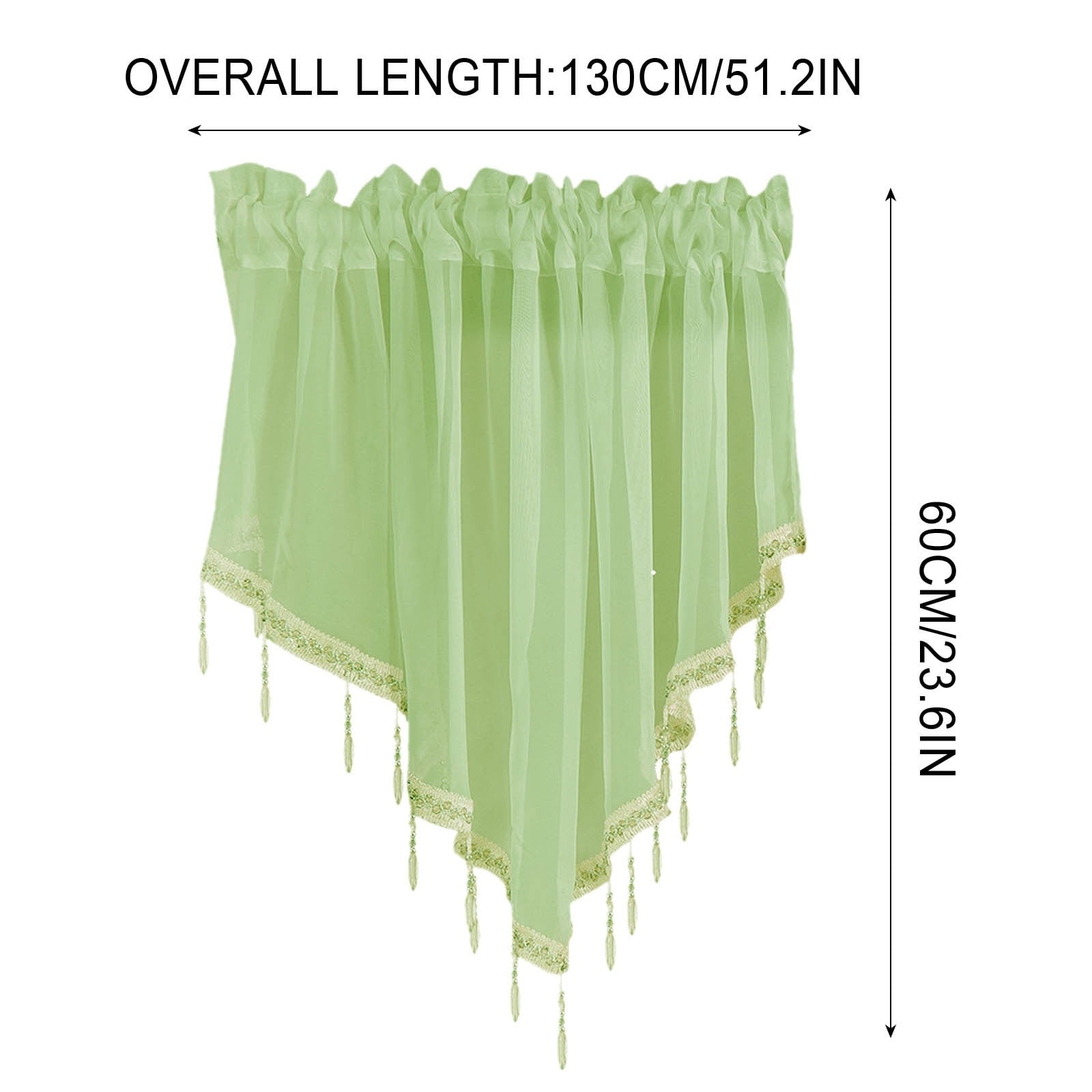 Sheer Beaded Semi Voile Solid Vintage Valances Rod Pocket Curtains for Window Garden Bedroom Kitchen Cafe Farmhouse