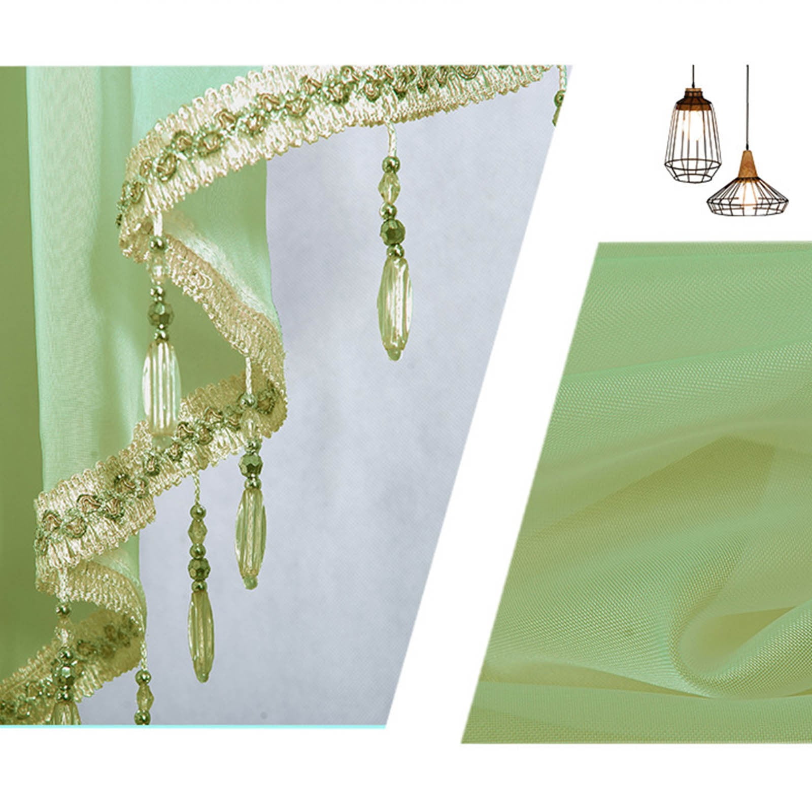Sheer Beaded Semi Voile Solid Vintage Valances Rod Pocket Curtains for Window Garden Bedroom Kitchen Cafe Farmhouse