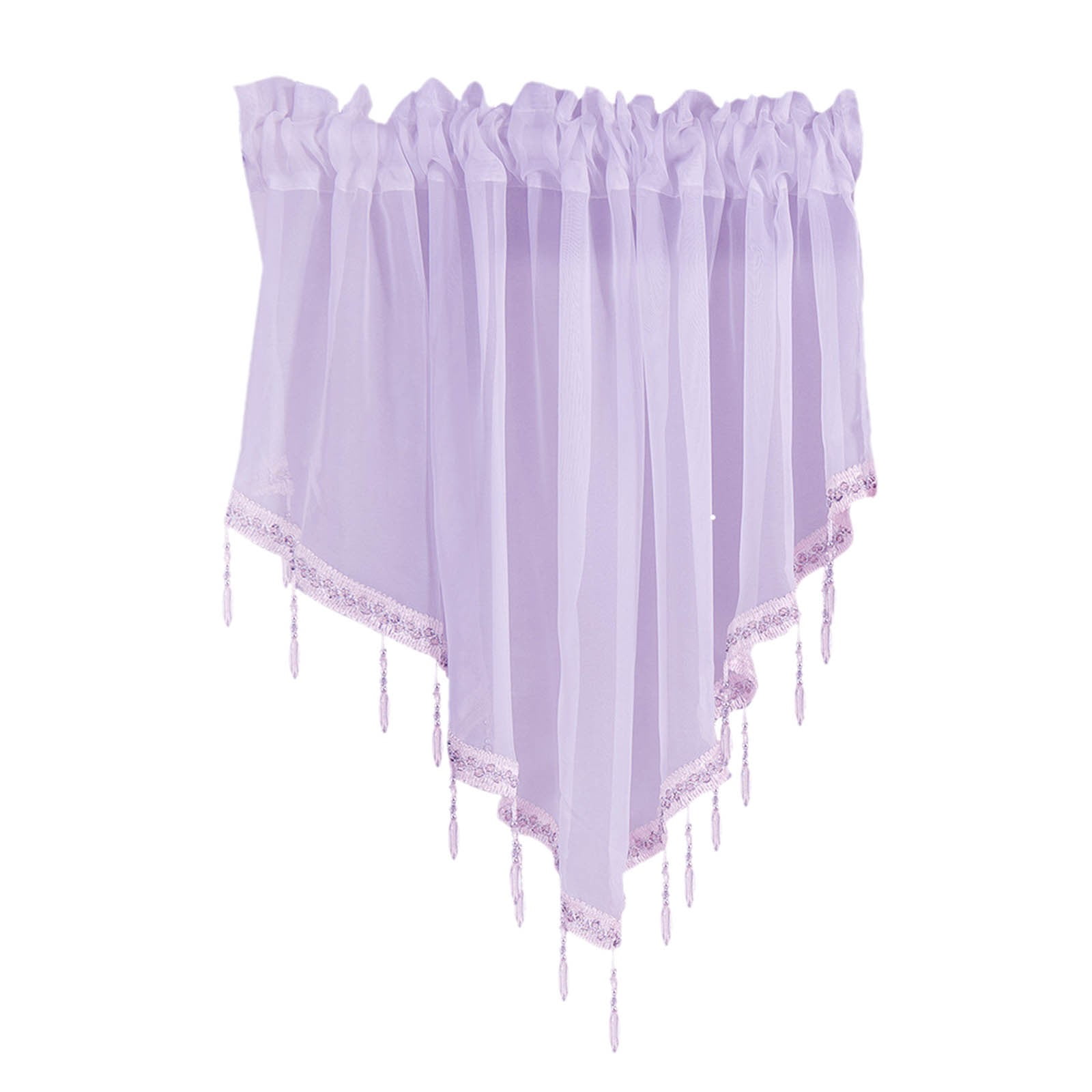 Sheer Beaded Semi Voile Solid Vintage Valances Rod Pocket Curtains for Window Garden Bedroom Kitchen Cafe Farmhouse