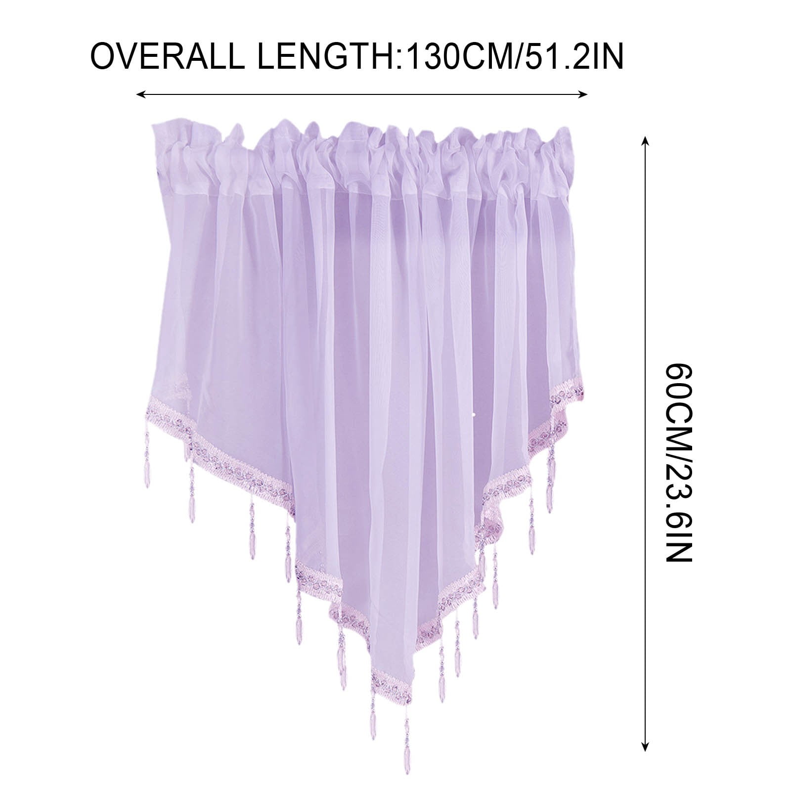 Sheer Beaded Semi Voile Solid Vintage Valances Rod Pocket Curtains for Window Garden Bedroom Kitchen Cafe Farmhouse