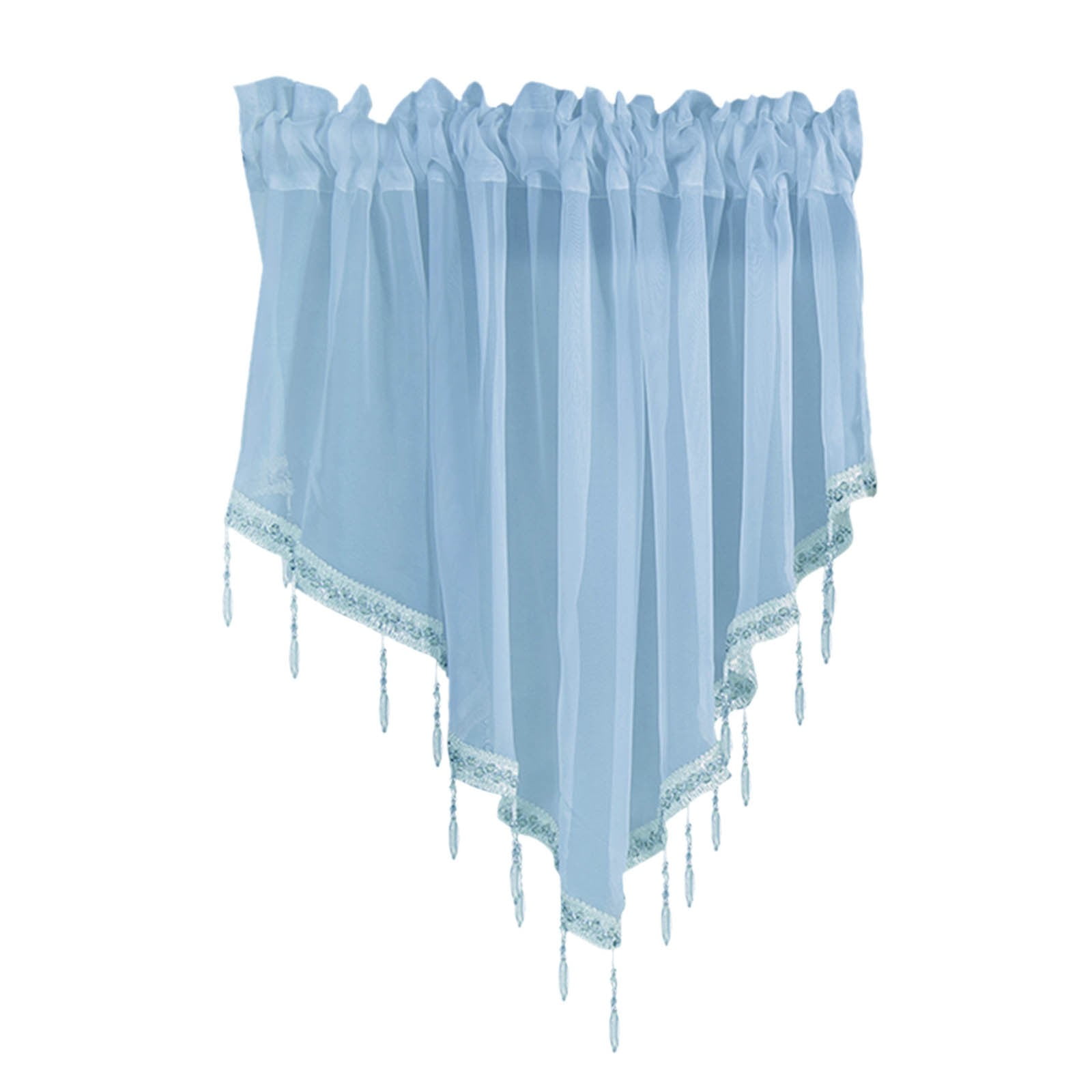 Sheer Beaded Semi Voile Solid Vintage Valances Rod Pocket Curtains for Window Garden Bedroom Kitchen Cafe Farmhouse