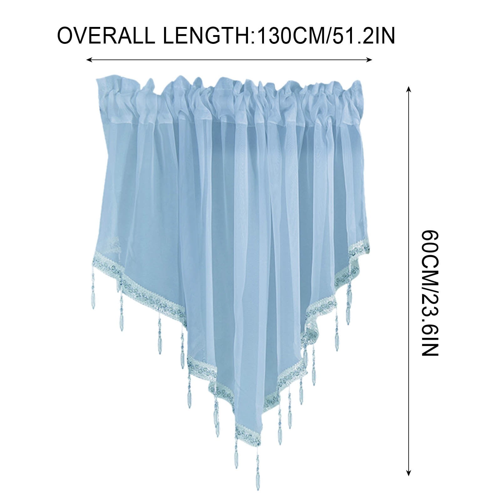 Sheer Beaded Semi Voile Solid Vintage Valances Rod Pocket Curtains for Window Garden Bedroom Kitchen Cafe Farmhouse