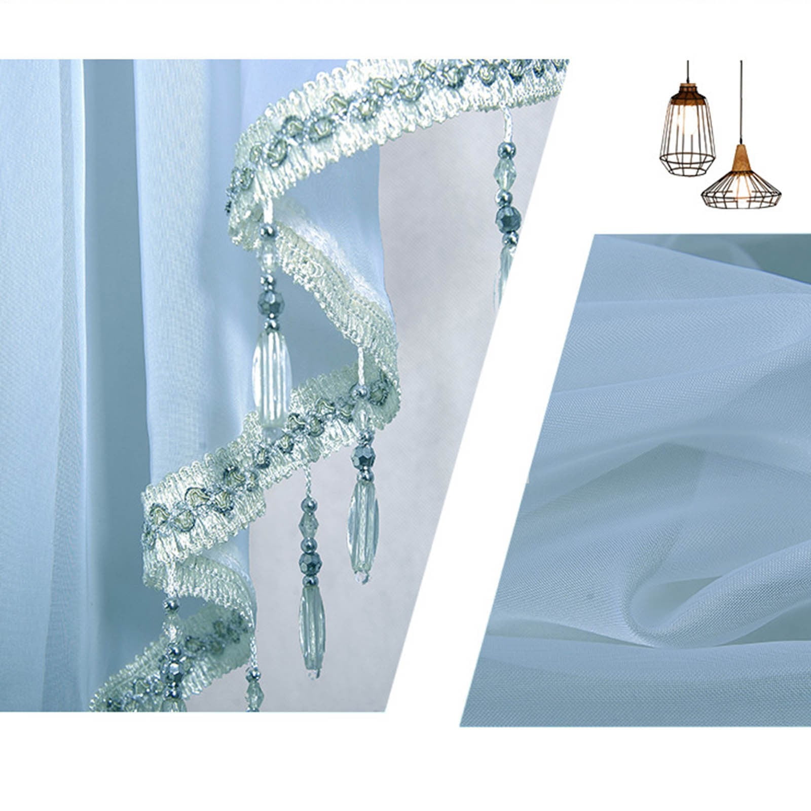 Sheer Beaded Semi Voile Solid Vintage Valances Rod Pocket Curtains for Window Garden Bedroom Kitchen Cafe Farmhouse