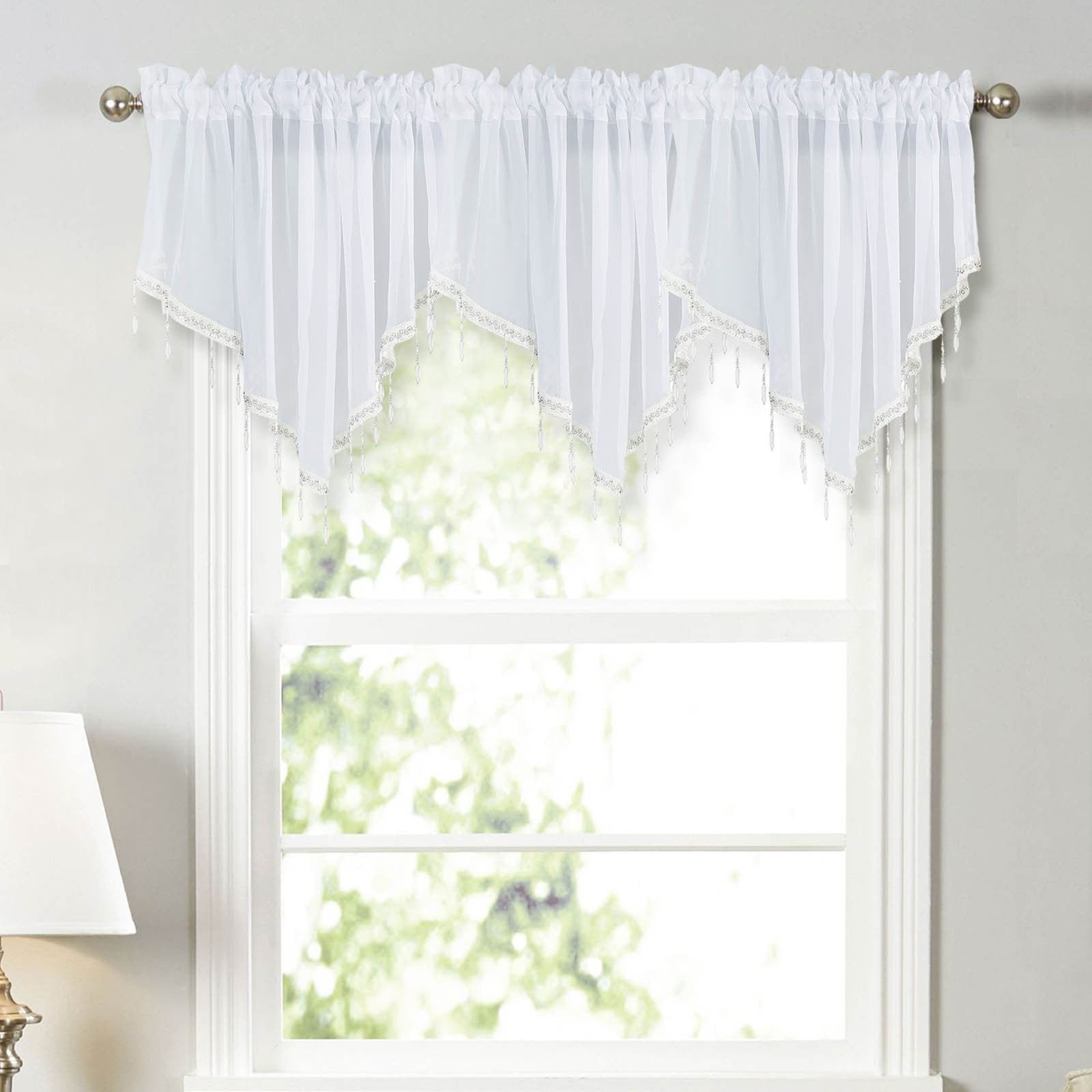 Sheer Beaded Semi Voile Solid Vintage Valances Rod Pocket Curtains for Window Garden Bedroom Kitchen Cafe Farmhouse Sheer Beaded Semi Voile Solid Vintage Valances Rod Pocket Curtains for Window Garden Bedroom Kitchen Cafe Farmhouse