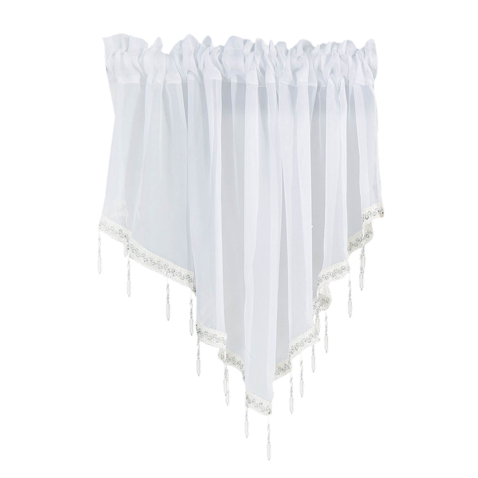 Sheer Beaded Semi Voile Solid Vintage Valances Rod Pocket Curtains for Window Garden Bedroom Kitchen Cafe Farmhouse