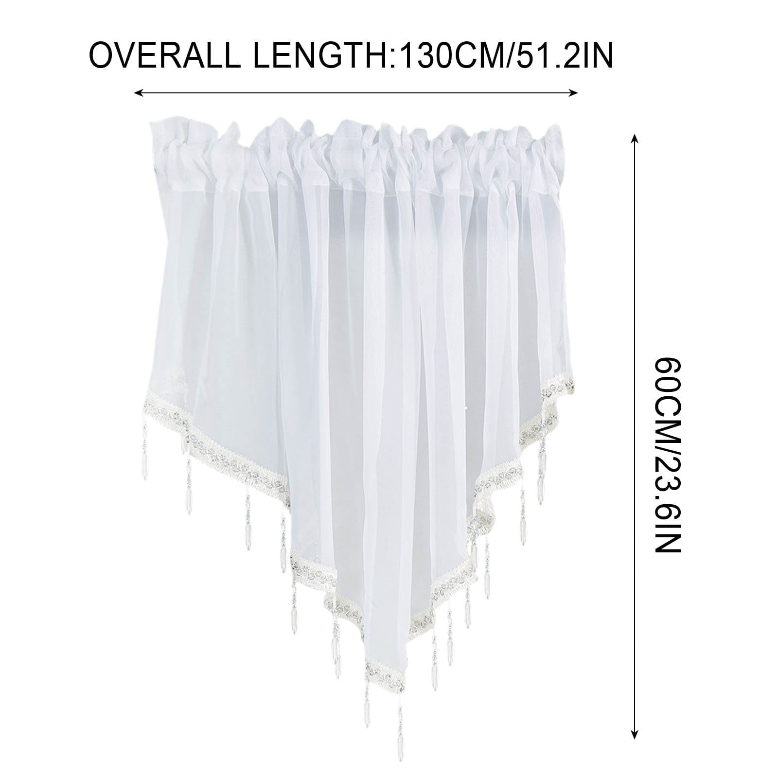 Sheer Beaded Semi Voile Solid Vintage Valances Rod Pocket Curtains for Window Garden Bedroom Kitchen Cafe Farmhouse