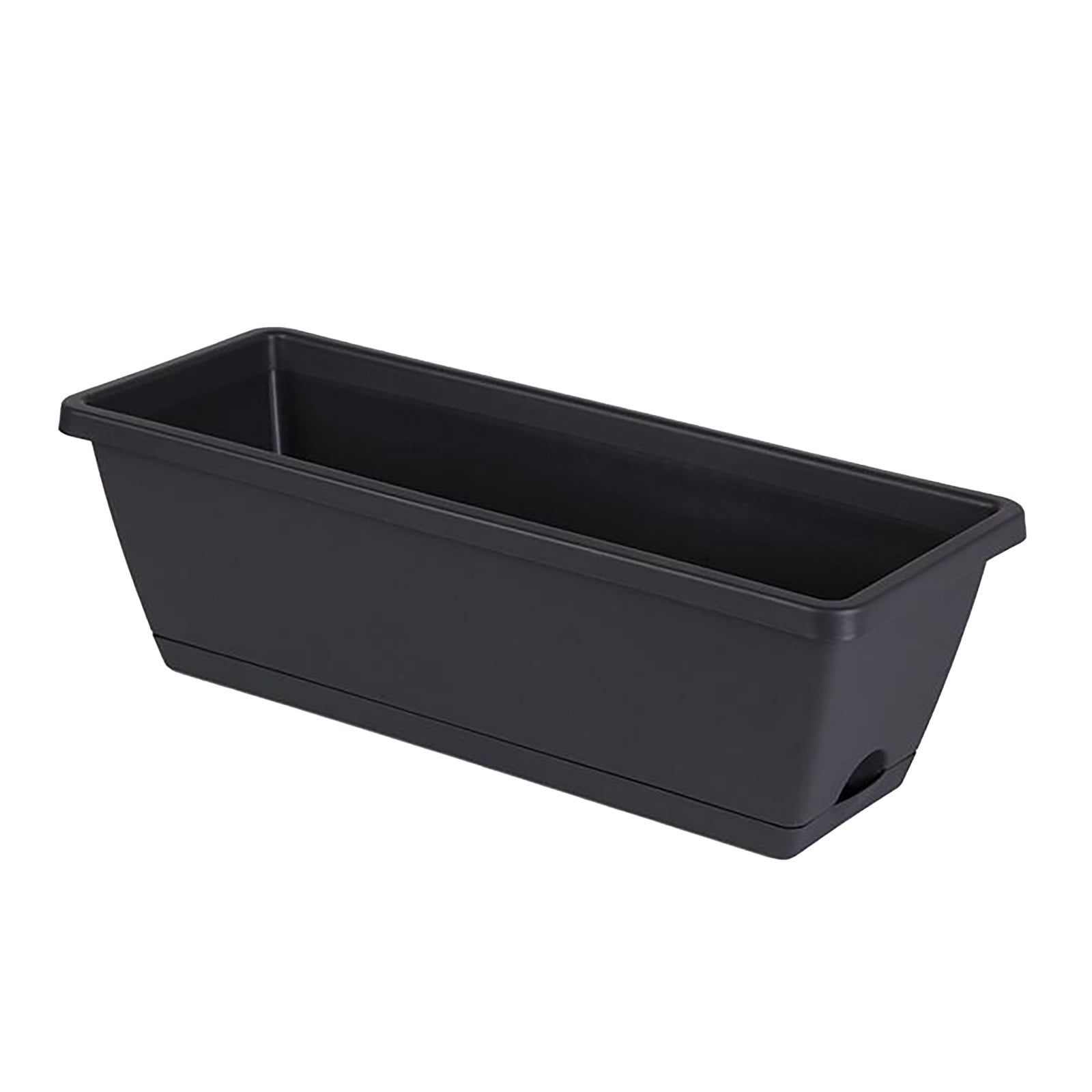 14 Inch Black Plastic Rectangular Window Planter Box, Window Vegetable Planter Box with Trays, 2025 New Vuyungers Rectangular Flower Pots for Windowsill, Garden, Balcony, Patio Black