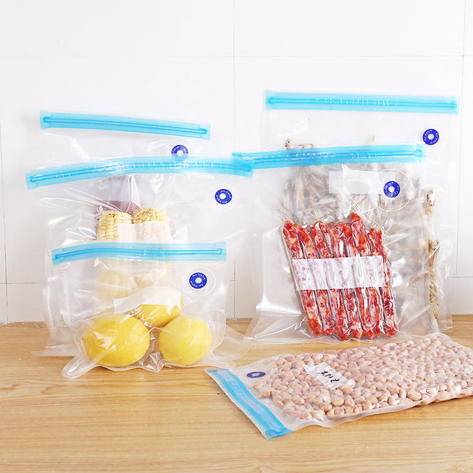 10-Pack Reusable Vacuum Food Storage Bags - BPA-Free, Various Sizes, Double Zipper Seal, Easy-to-Use Vacuum Sealer Bags for Food, Pet Treats & Small Items - Clear, Space-Saving, Freshness Preservation 22*34