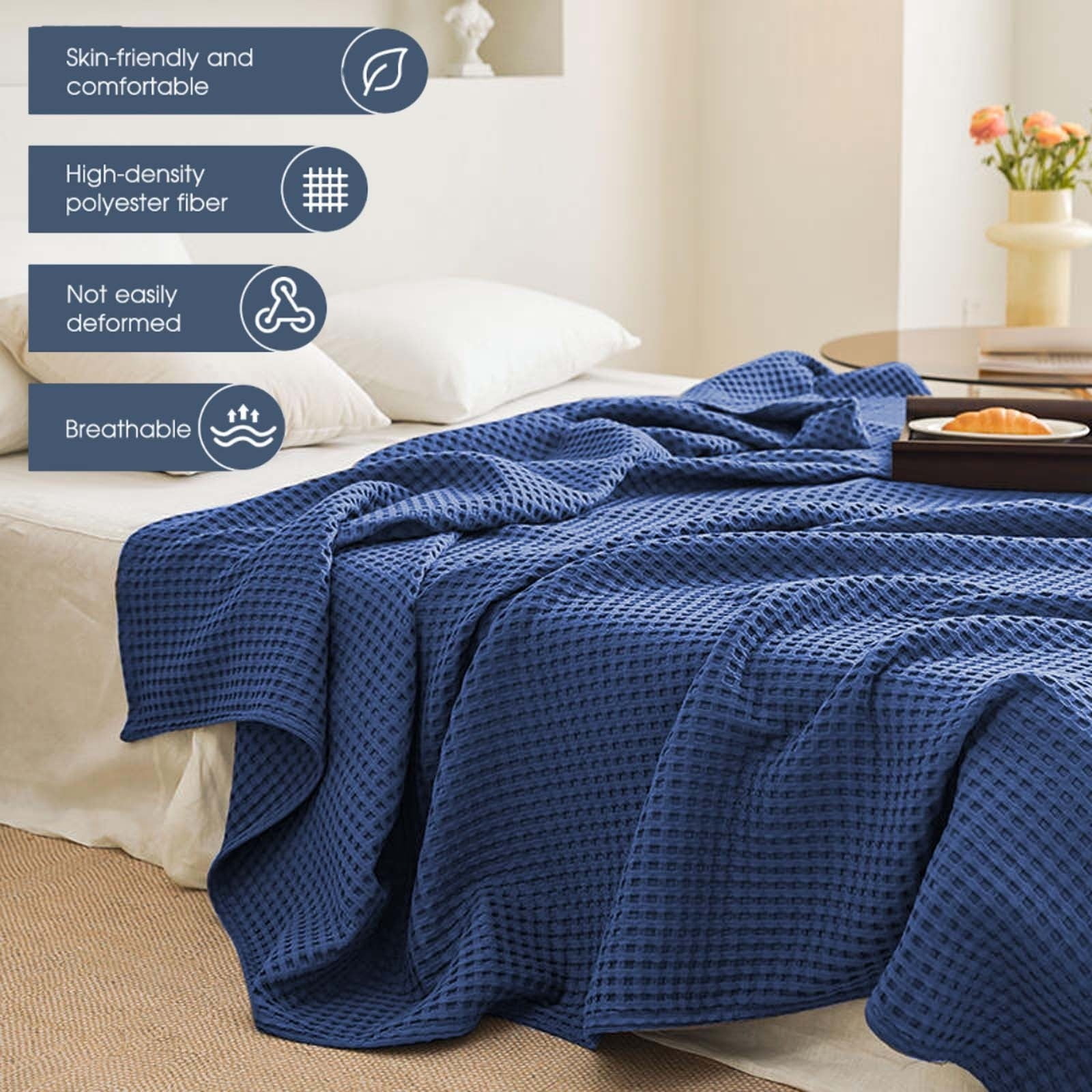 Lightweight Waffle Weave Blanket Queen Size