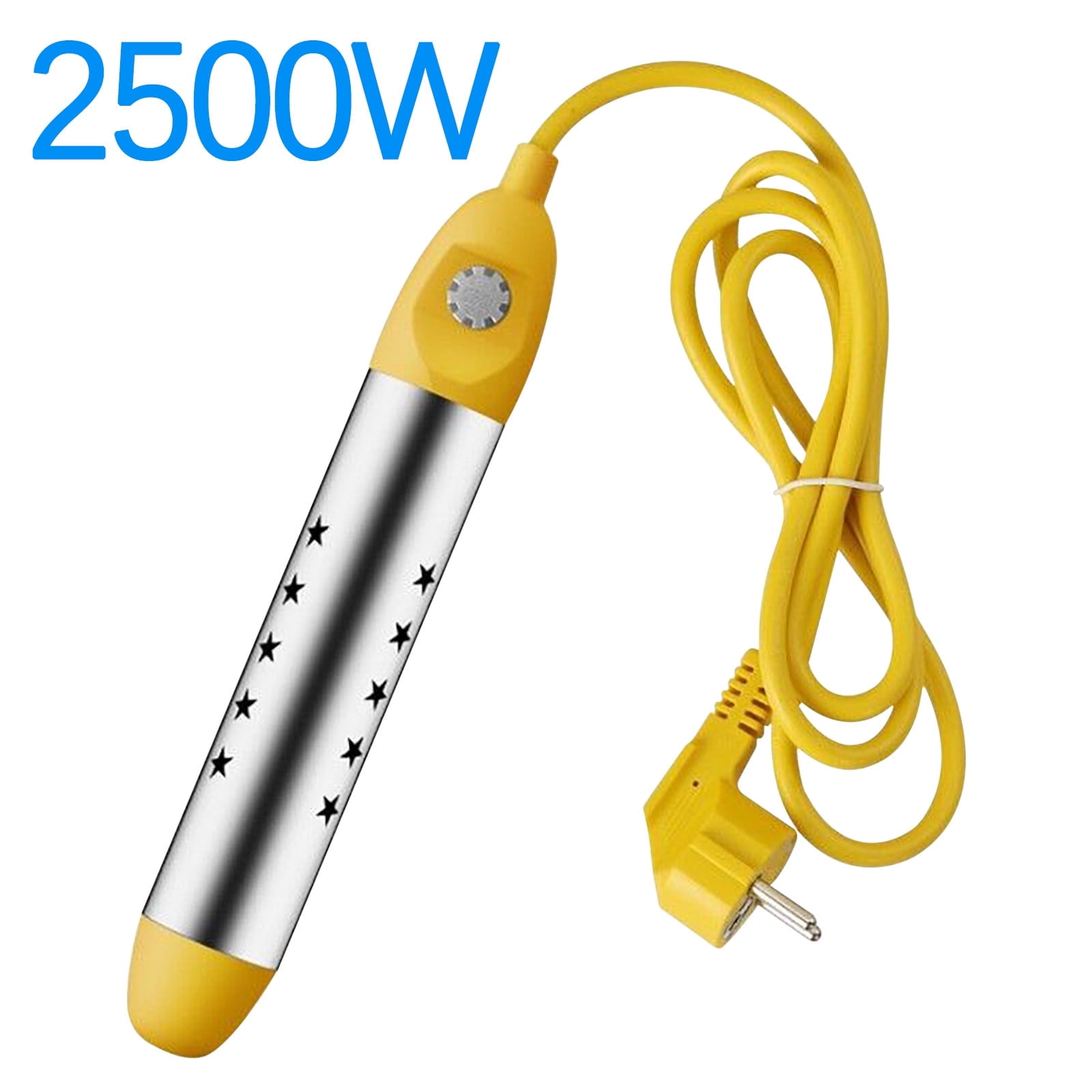 Portable Water Heater, 2500W Fast-Boiling Immersion Heater, Immersion Heater for Mini Inflatable Pool, Fast Heating for Bathtub, Bucket, Hot Tub, with Rust-Resistant 304 Stainless Steel Cap Yellow