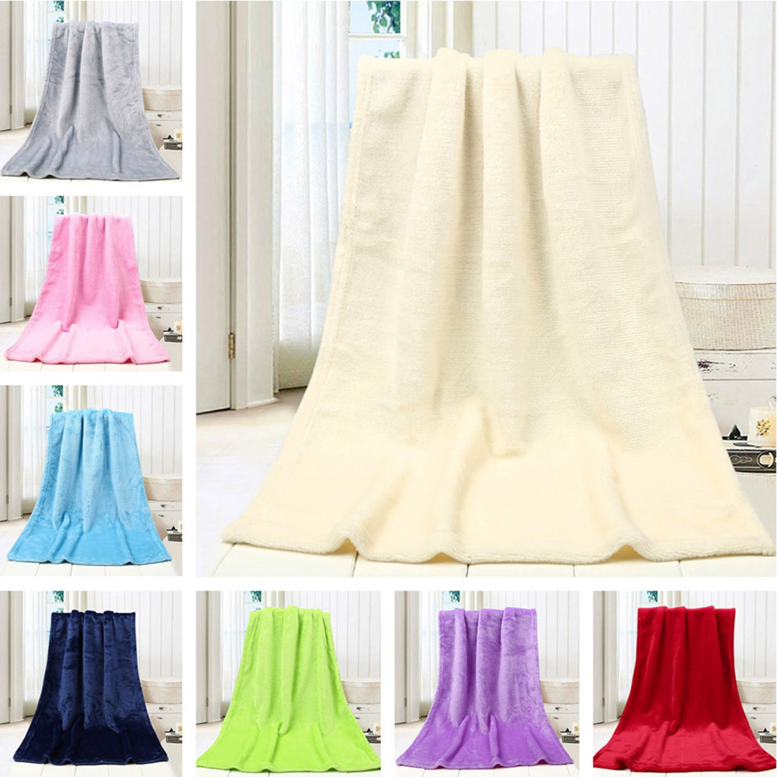 50X70CM Fashion Solid Flannel Blanket - Soft Warm Coral Plaid Throw for Kids