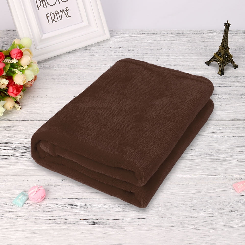 50X70CM Fashion Solid Flannel Blanket - Soft Warm Coral Plaid Throw for Kids