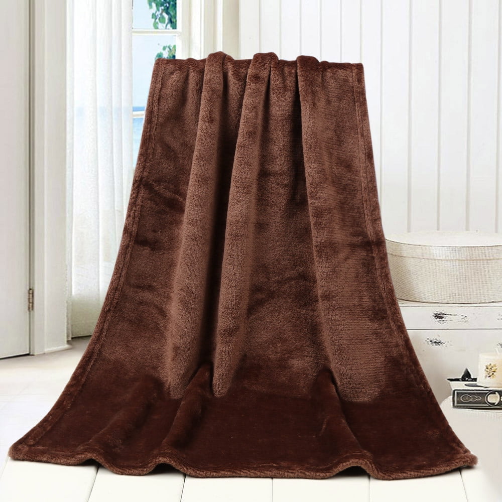 50X70CM Fashion Solid Flannel Blanket - Soft Warm Coral Plaid Throw for Kids