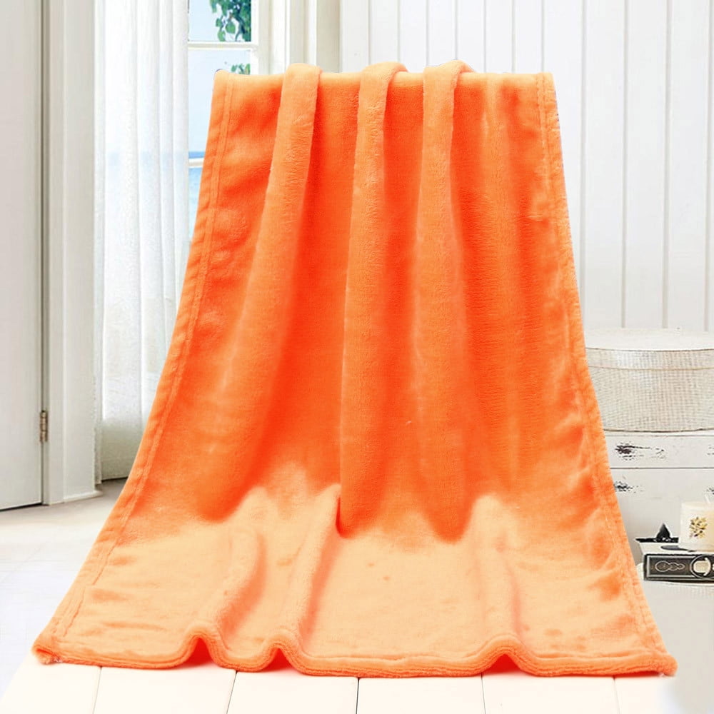 50X70CM Fashion Solid Flannel Blanket - Soft Warm Coral Plaid Throw for Kids