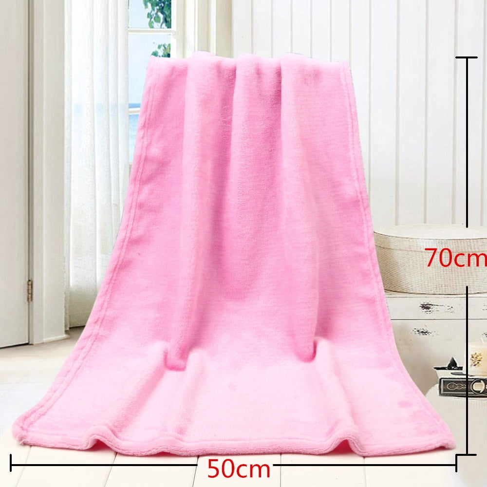 50X70CM Fashion Solid Flannel Blanket - Soft Warm Coral Plaid Throw for Kids