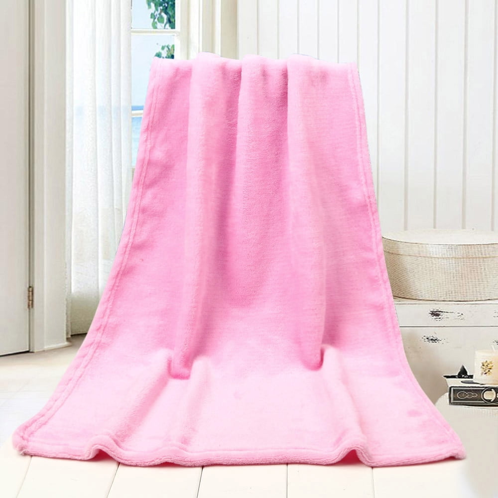 50X70CM Fashion Solid Flannel Blanket - Soft Warm Coral Plaid Throw for Kids