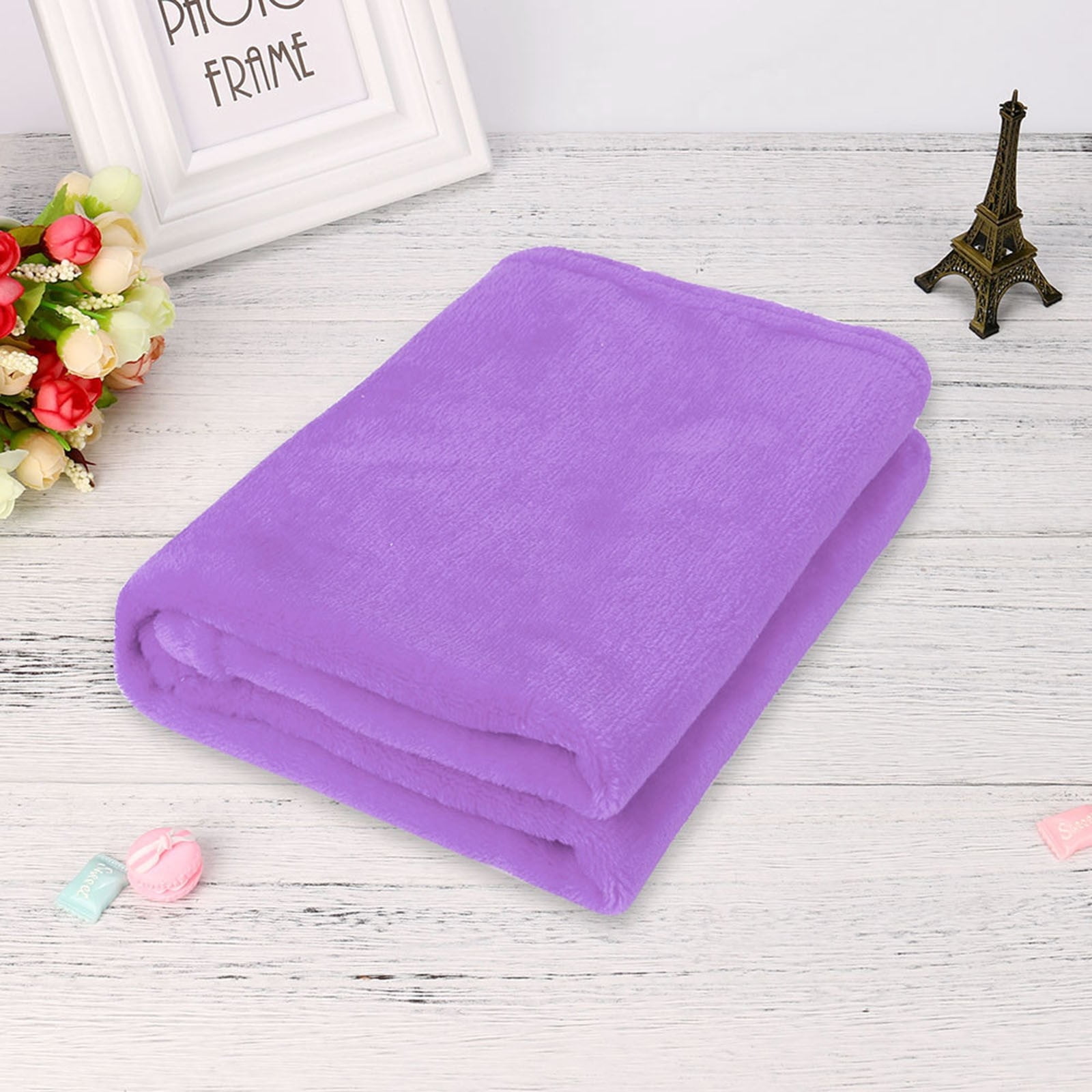 50X70CM Fashion Solid Flannel Blanket - Soft Warm Coral Plaid Throw for Kids 