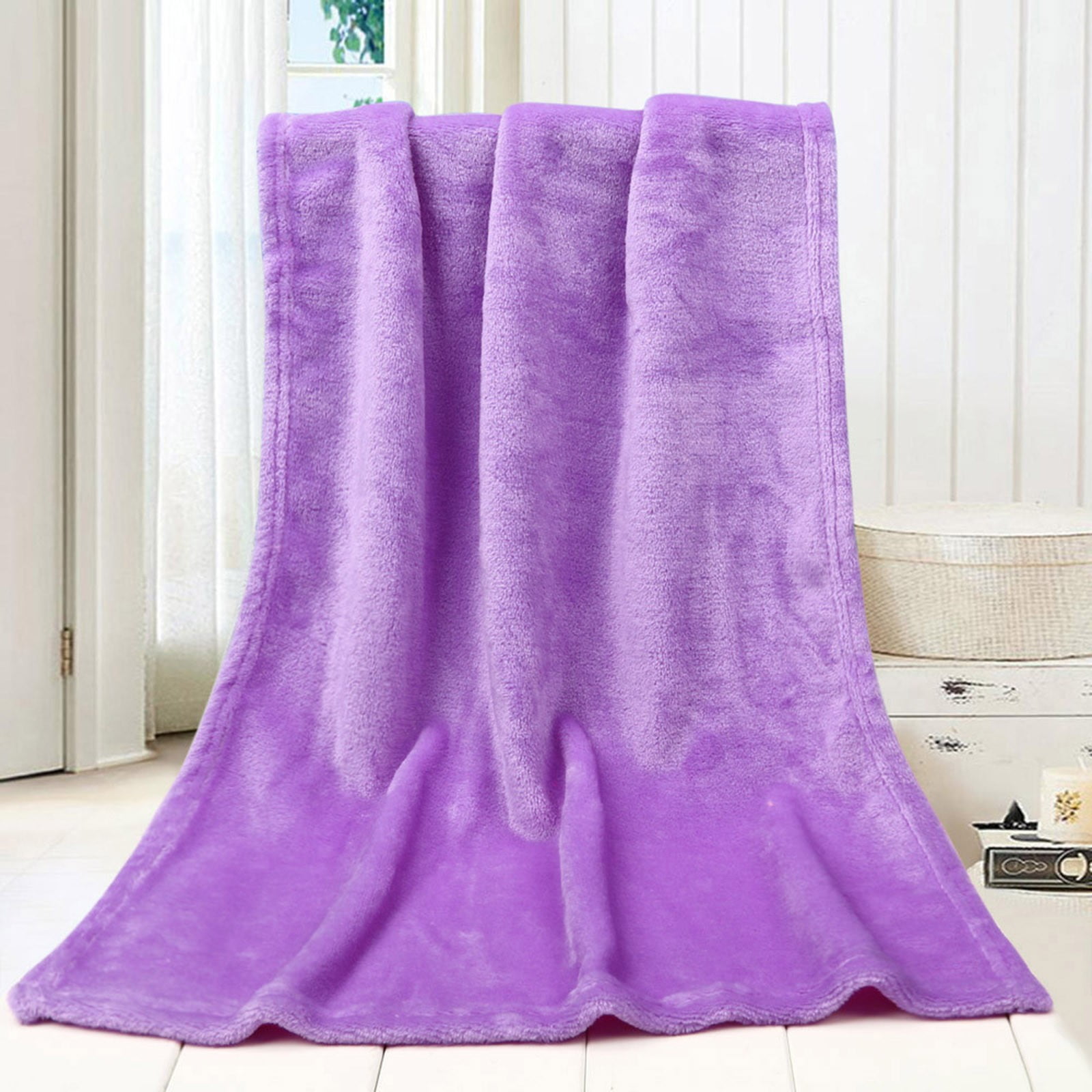 50X70CM Fashion Solid Flannel Blanket - Soft Warm Coral Plaid Throw for Kids 