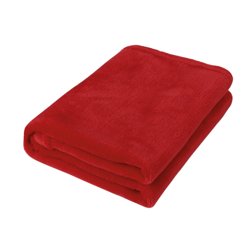 50X70CM Fashion Solid Flannel Blanket - Soft Warm Coral Plaid Throw for Kids