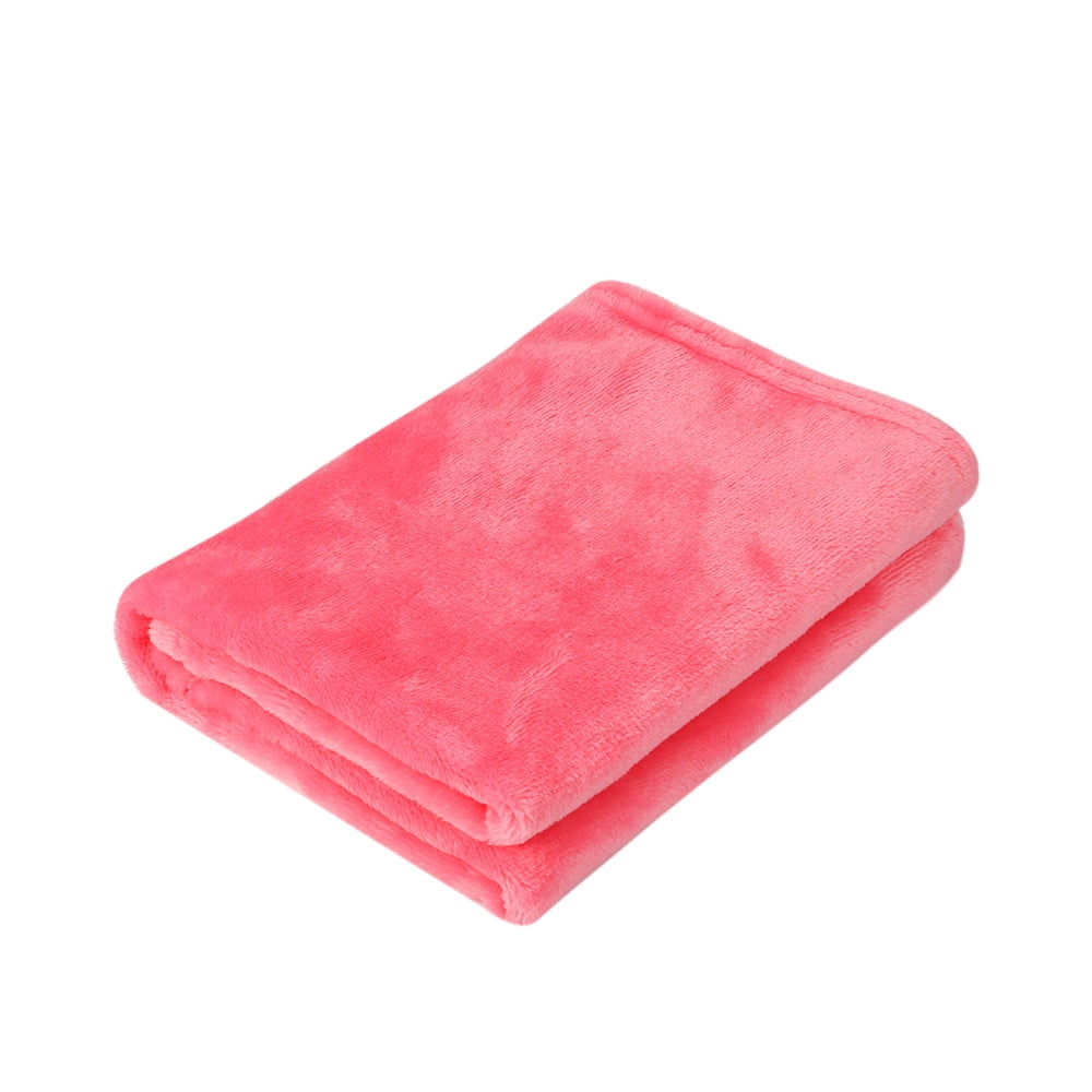 50X70CM Fashion Solid Flannel Blanket - Soft Warm Coral Plaid Throw for Kids