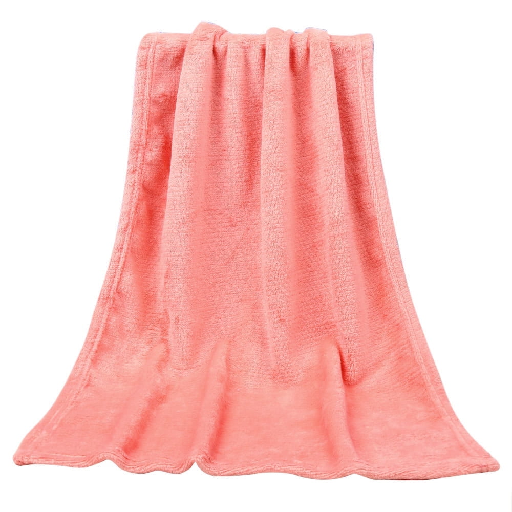 50X70CM Fashion Solid Flannel Blanket - Soft Warm Coral Plaid Throw for Kids