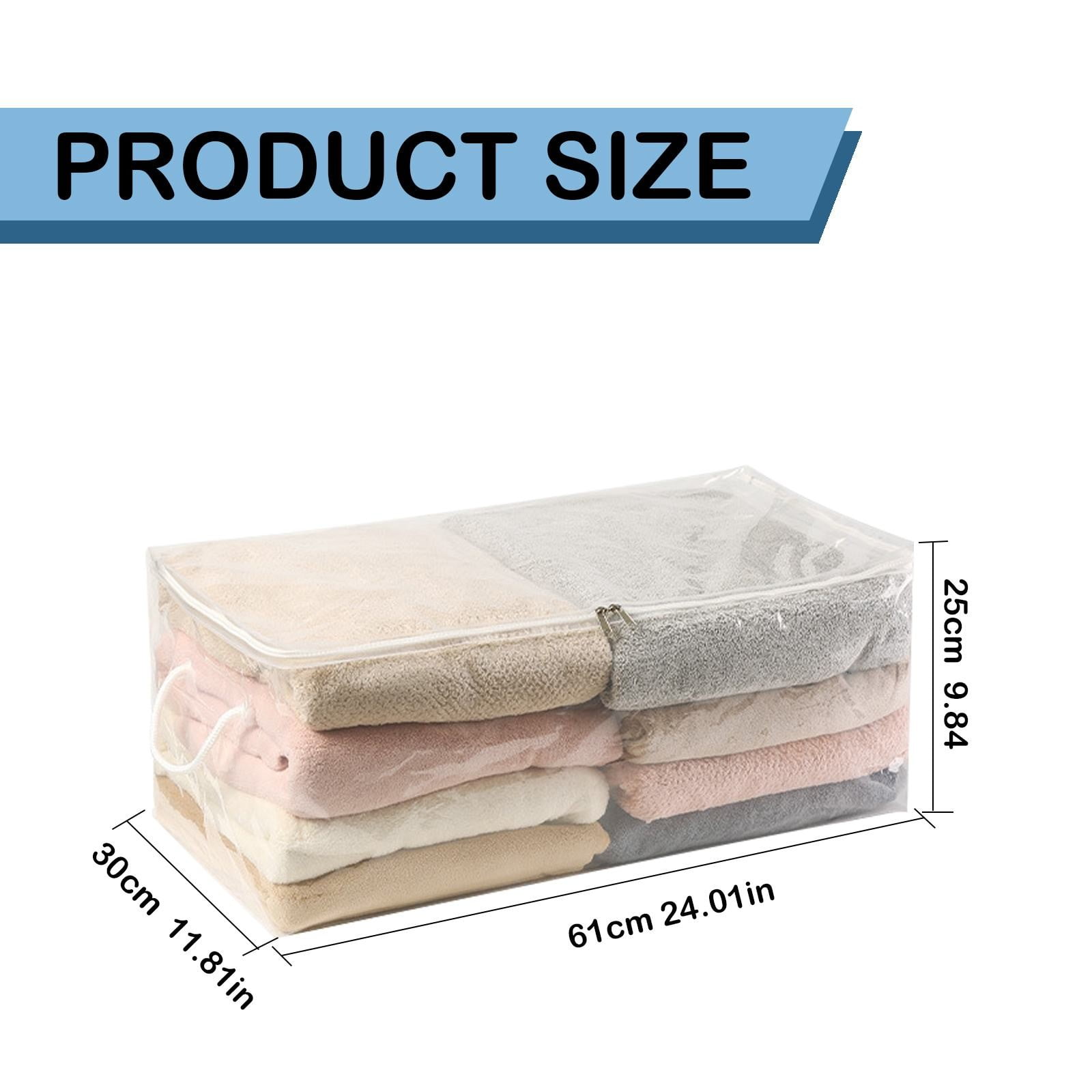 Transparent Zipper Clothing Storage Bag - Heavy-Duty Organizer for Blankets