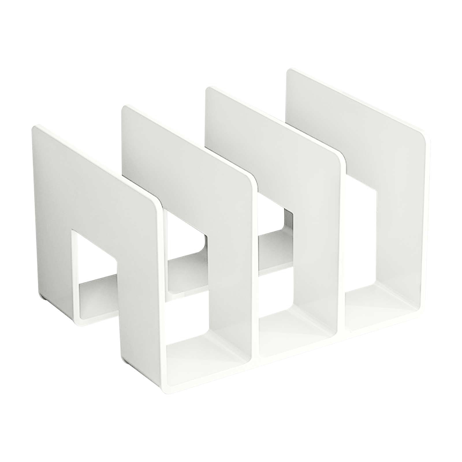 Desk File Sorter, Vertical Desktop File Folder Organizer, 3 Section Plastic Book Holder, Adjustable Shelf Dividers Closet Purse Handbag Mail Binder Organizer Magazine Rack Stand Bookshelf (White) 9.61" x 5.28" x 5.12" White