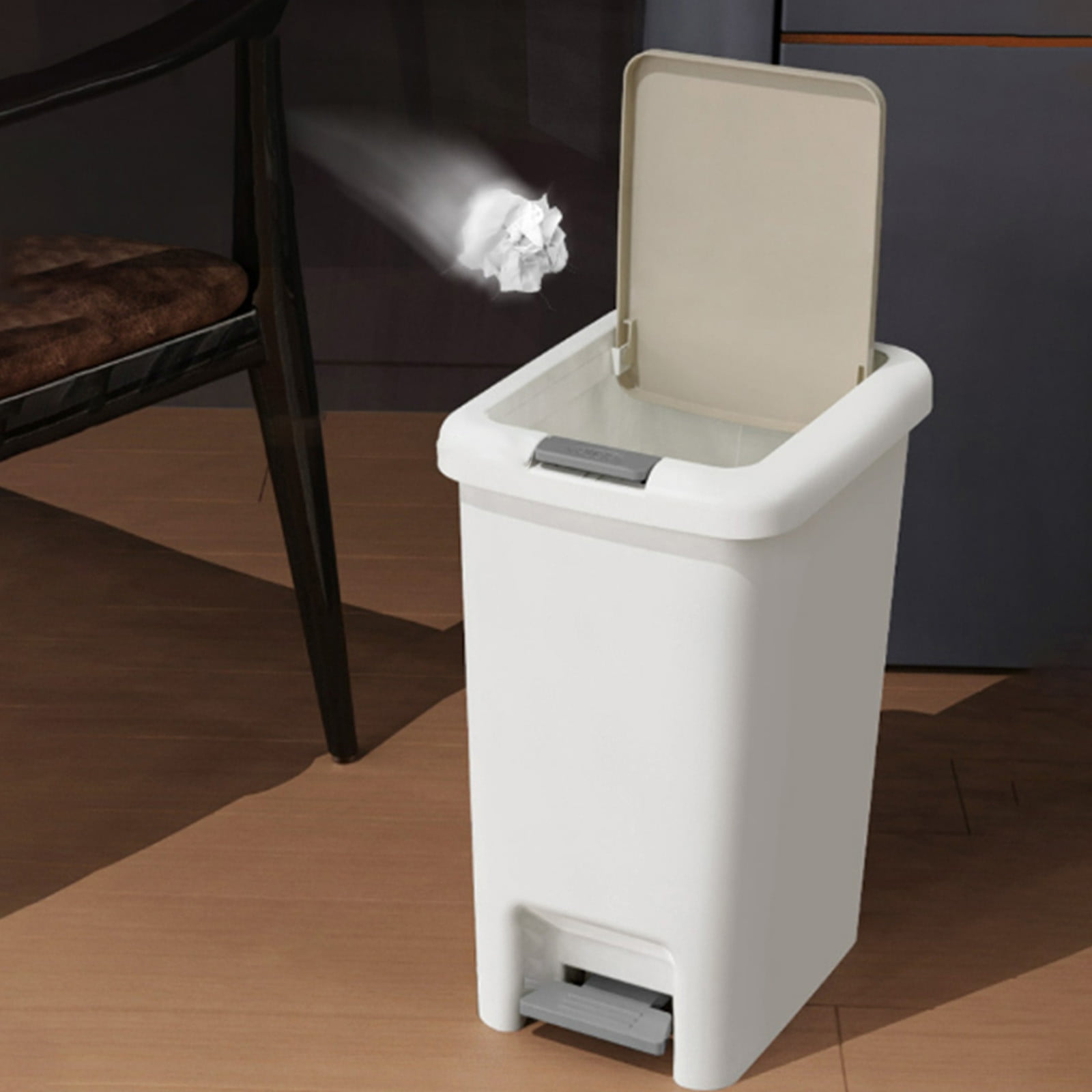 Step On Trash Can with Lid 8L Kitchen Bathroom Waste Bin Foot Pedal Stainless Steel Touchless Garbage Bin Odor Control (30x24x18cm)