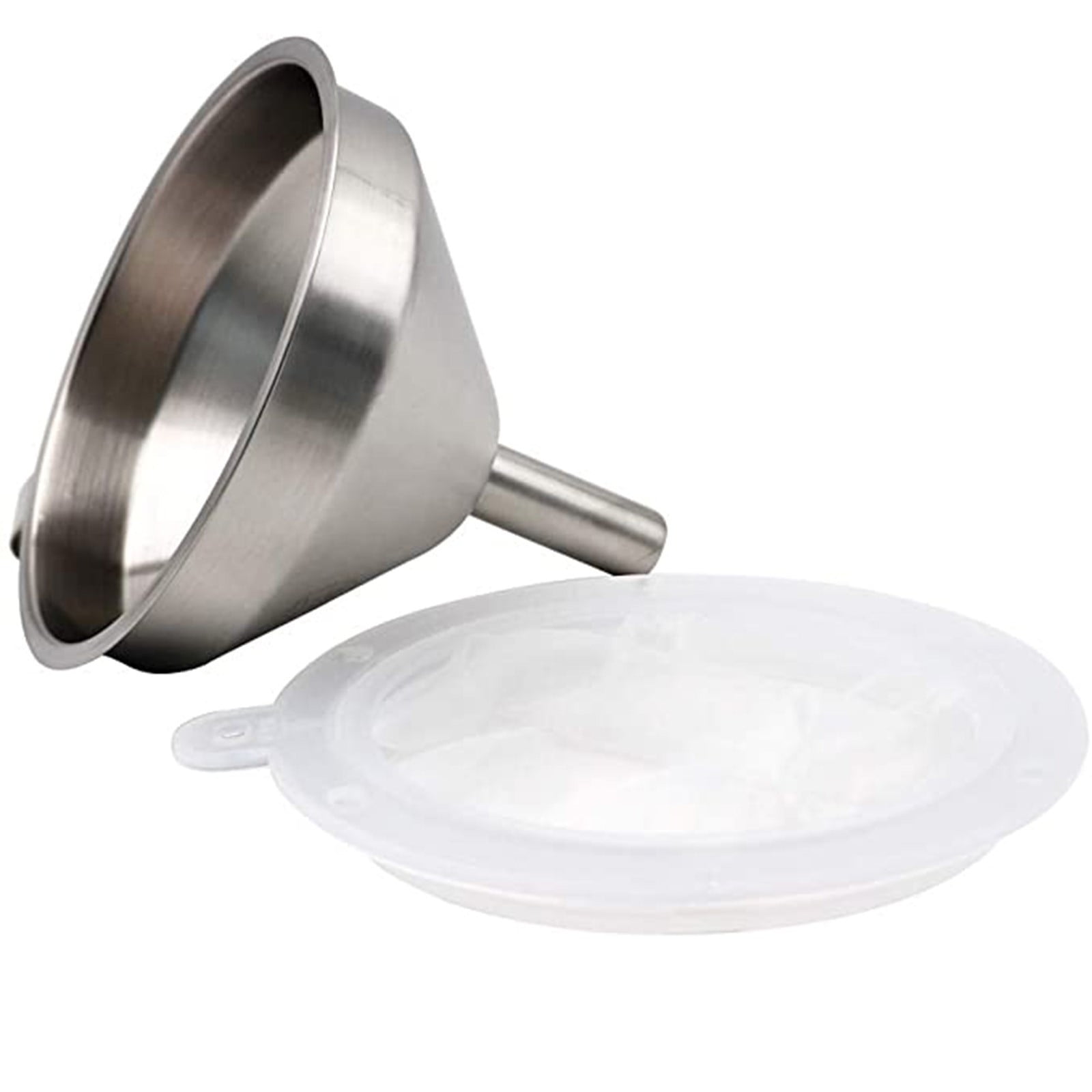 1 Pack Kitchen Funnel with 1 Removable Strainer,Premium Stainless Steel Funnel,5 Inch Food Grade Kitchen Funnels with 100 Mesh Food Filter Strainer for Filling Bottles,Oils, Juice,Wine(silver) silver