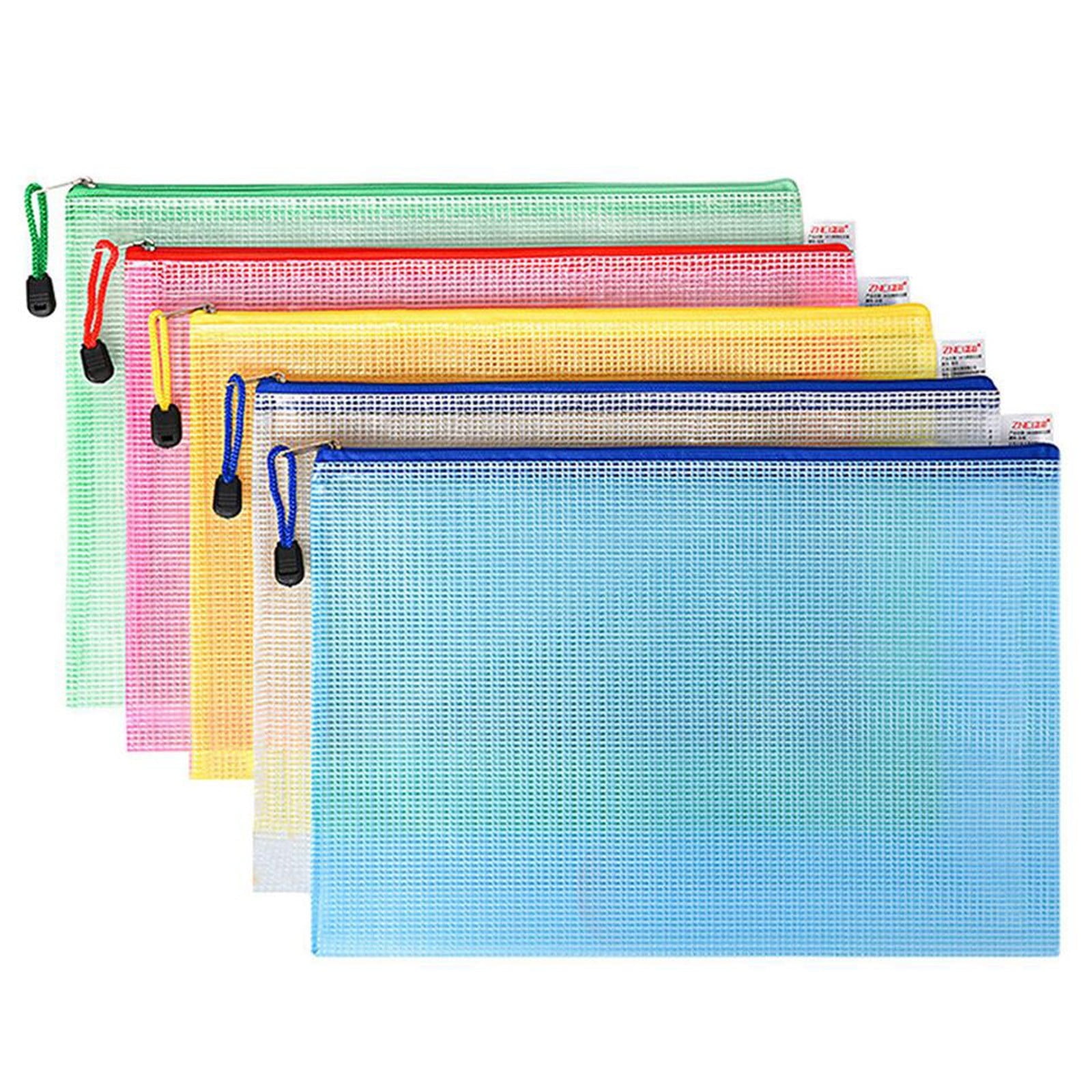 Zipper Mesh Document Pouch, 13.39x9.06 Inch/A4, Plastic Water-Resistant File Bags, for Office Supplies, Cosmetics Travel Storage, Assorted Color, 10 Pcs, 5 Color 14.48x10.86" Multicolor