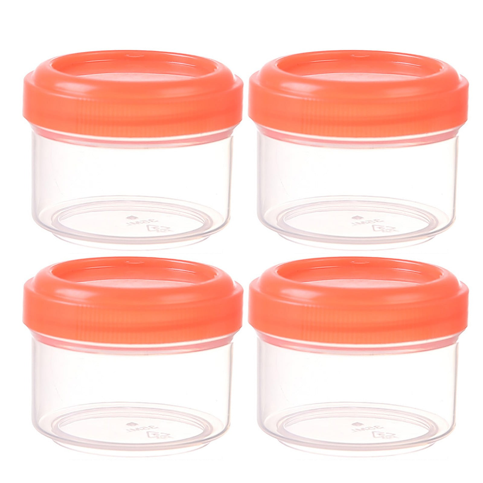 Set of 7 Small Durable 2oz Freezer Containers with Screw Lids - Multicolor, Stackable, Dishwasher Safe Plastic Jars for Food Storage, Suitable for Snacks & Condiments(Orange,1.8x1.6x1.4") Multicolor