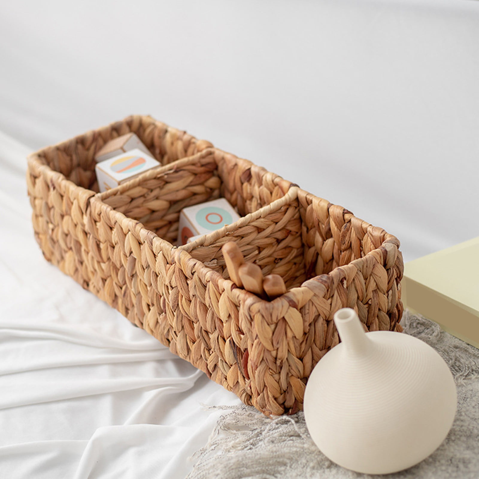 Cotton Woven Basket with PU Leather Handle