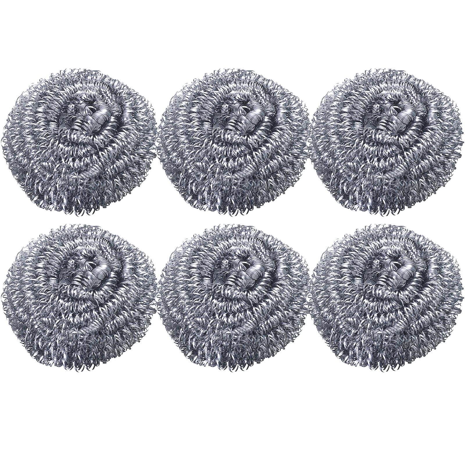 6Pcs Stainless Steel Scrubber,Heavy-Duty Curled Flat Wire Scouring Pad,Steel Wool Scrubber Pads For Cleaning Dishes, Pans, Pots, Ovens, Grills, Sinks - Stainless Steel Scrubbers For Kitchen 6pcs
