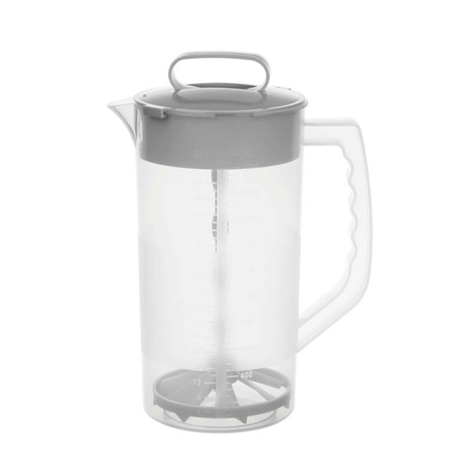 Mixing Pitcher For Drinks, 68 Oz Plastic Water Pitcher With Lid,Mixing Pitcher With Lid Drink Containers,Angled Plastic Blades And Adjustable Mixer Plunger For Juice, Powdered Milk 68 Oz