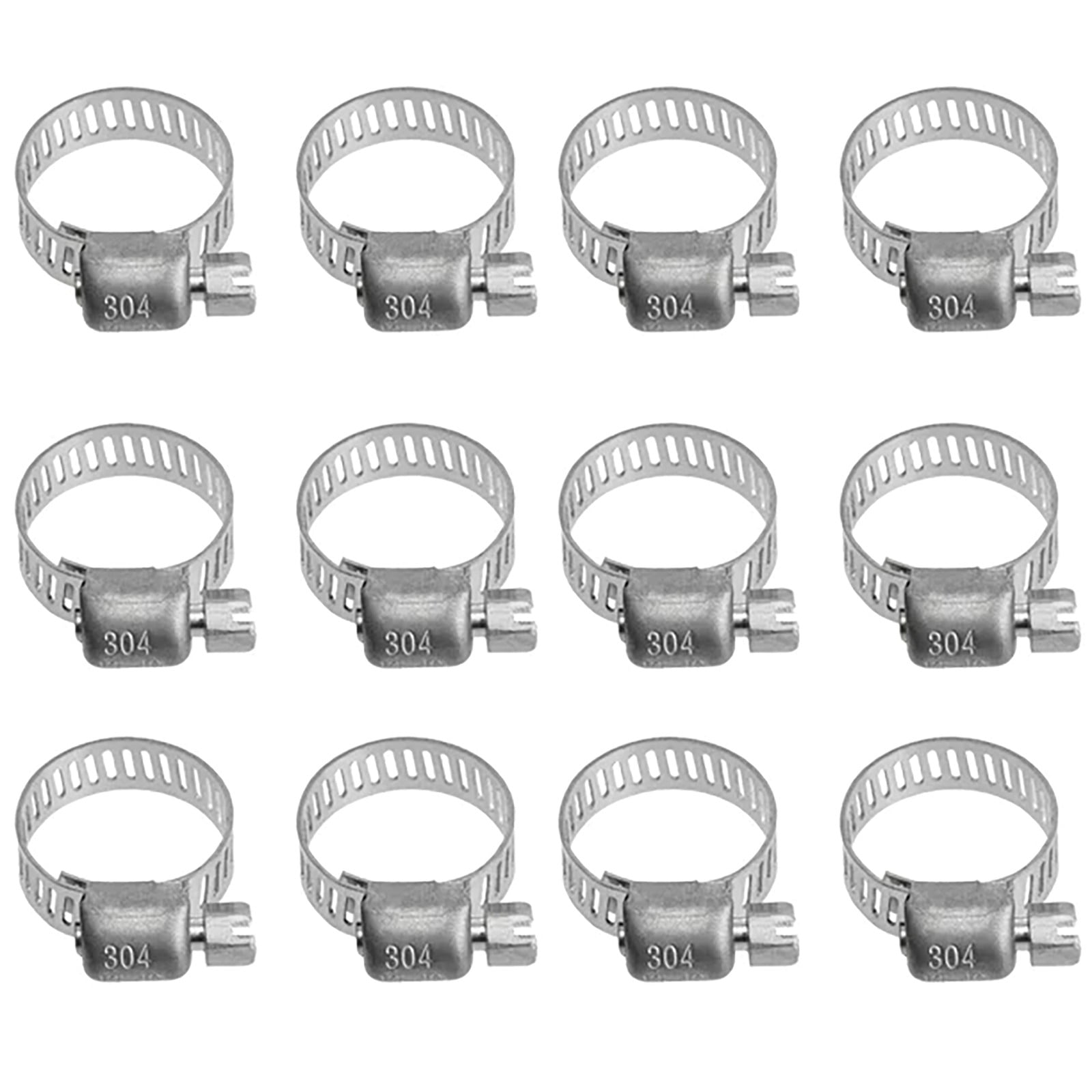 Heavy Duty Hose Clamp, Stainless Steel Hose Clamps Kit, Worm Gear Clamps for Fuel Line, Plumbing, Automotive, Mechanical Applications, Pipe, Tube, Radiator, Garden, 12 Pcs, 0.82x0.31 0.82" x 0.31" Silver/12 Pcs
