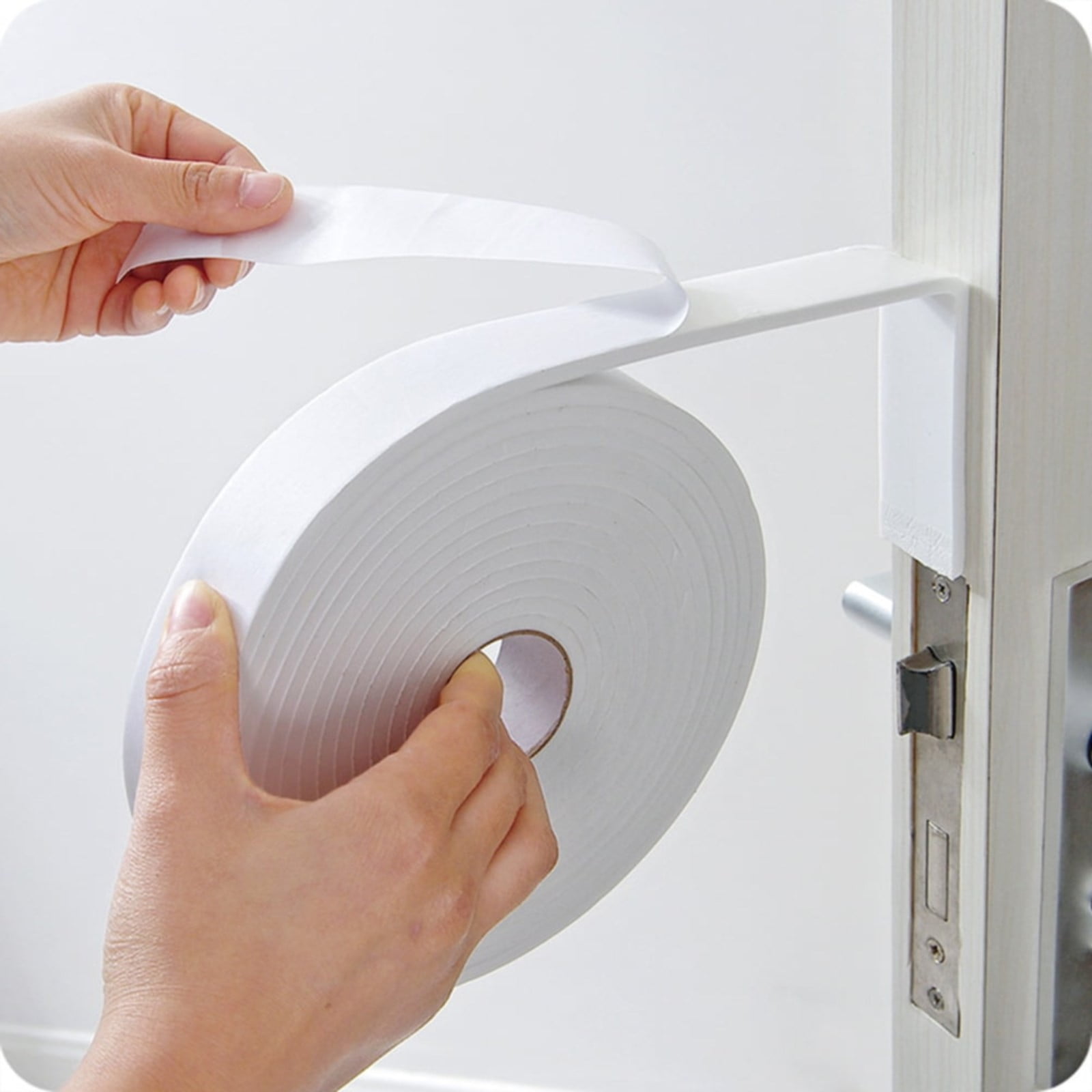 Strong Adhesive Foam Weather Stripping, High Density Weatherproof Weather Stripping Door Seal Strip for Sliding Door, Window, Noise-Reduction Foam Sealing Strip, 1 Roll 1.18 In x 16.4 Ft White
