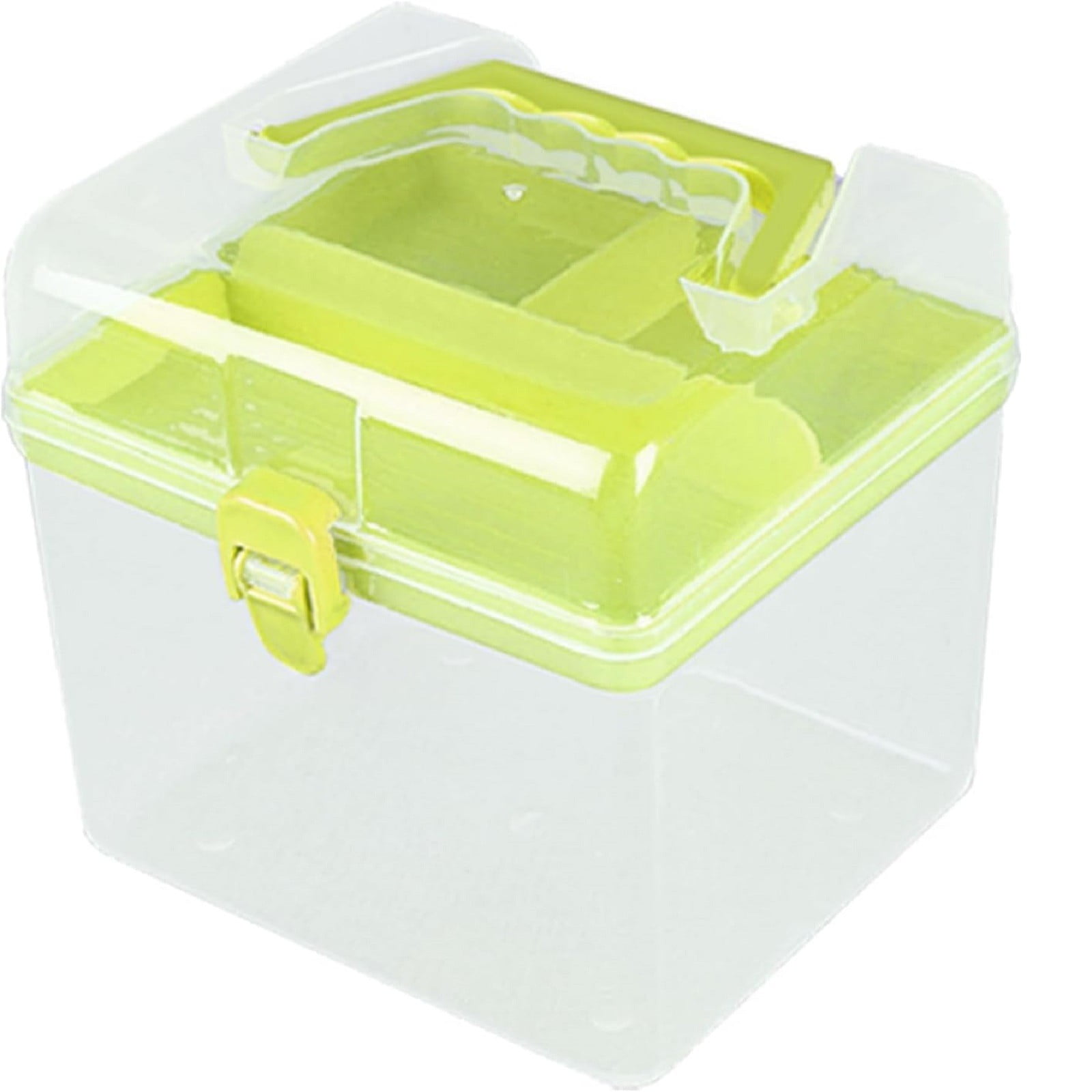 Plastic Storage Bins With Lid and Handle, Plastic Latch Storage Box, Stackable Storage Container, Small Plastic Storage Basket, Cute Organizer Box for Home, Office, 1 Pcs, 7.68x4.13x4.33 6.29" x 5.51" Green