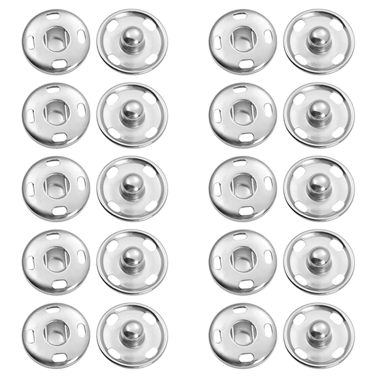 Snap Buttons for Clothes, Heavy Duty Metal Snaps for Fabric, 15mm Metal Sewing Snaps, Press Studs for Sewing Clothes Jeans Handbag DIY Craft Projects (Silver/10 Sets) 0.59 Inches 0.59" Silver*30 Set