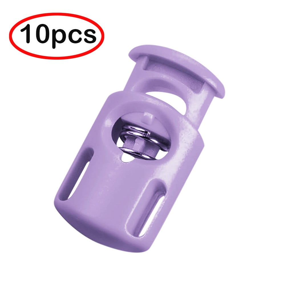 10 Pcs Cord Locks,Plastic Spring Cord Locks, Single Hole Toggle Drawstring Clip Stoppers,Fastener Slider Luggage Lanyard Stopper for Drawstrings, Paracord, Shoelaces, Bags, Clothing, and More(Pink) Purple