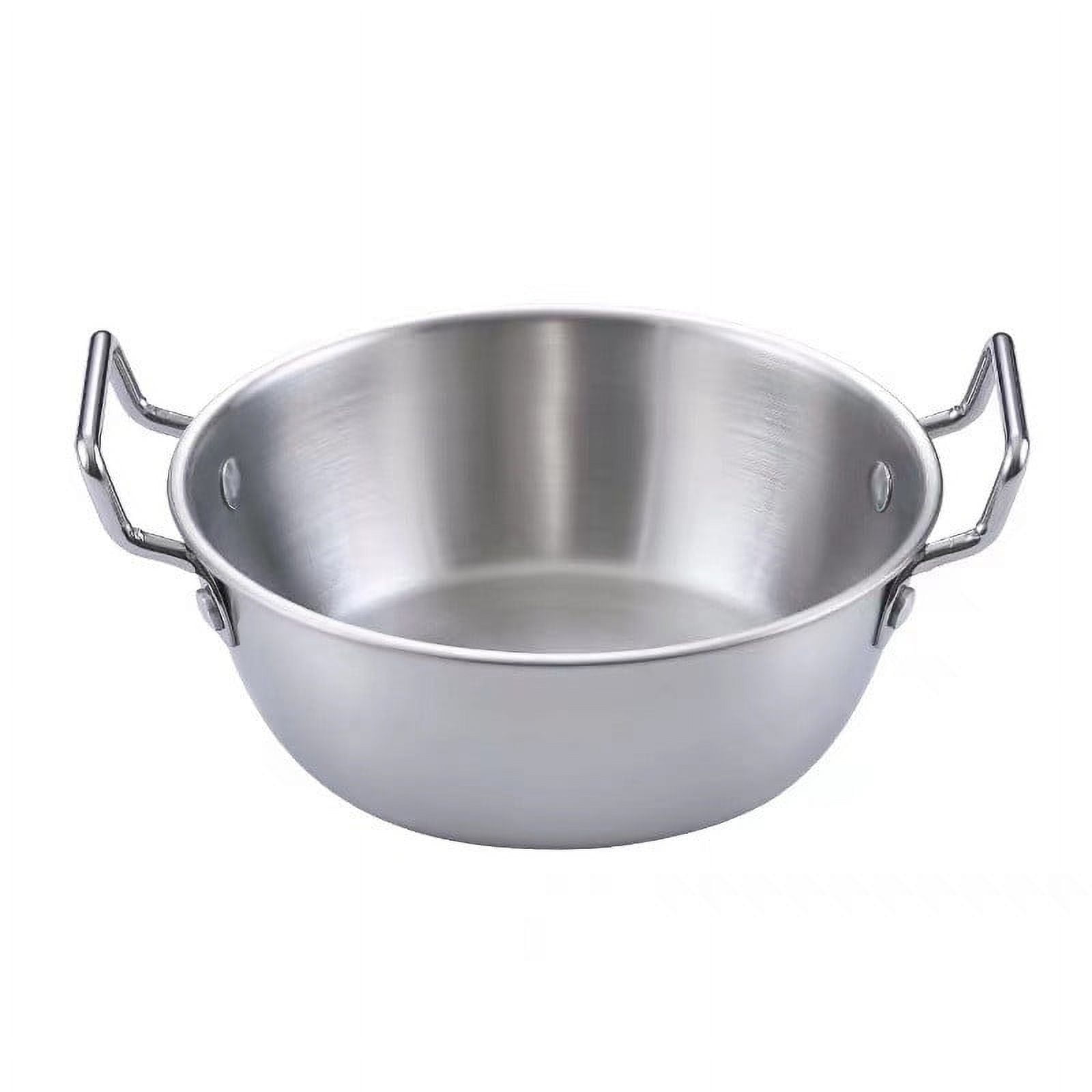 Stainless Steel Soy Sauce Dishes,Sauce Dish Metal Popcorn Pot reusable,Golden Dipping Bowl with Handle Individual Round Seasoning Bowls Serving Dishes for Sushi,Side Dishes,Dessert,Tomato Sauce silvery 15cm