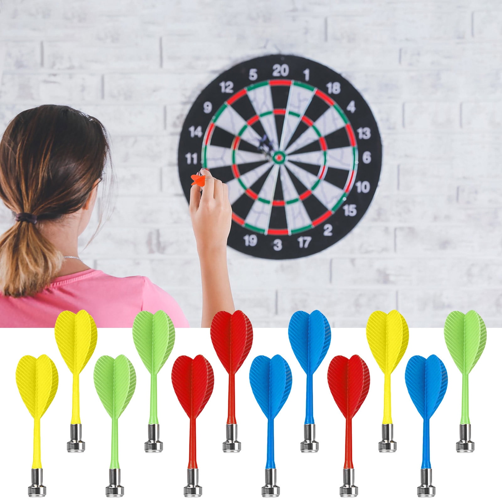 12Pcs Darts Plastic Tip,Magnetic Darts Plastic Safety Darts Game Replacement,Plastic Darts for Magnet Dartboard Magnetic Darts Replacement,Specific Dart Needle Accessories Head High Suction Magnet Red